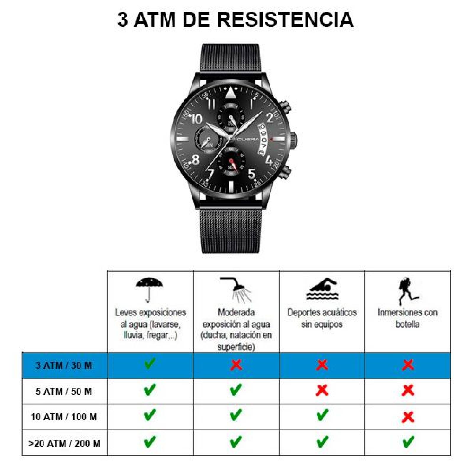 Reloj de Pulsera para Hombre, Análogo, Ejecutivo, Exclusivo, Moderno, Fechador, Extensible de Acero  