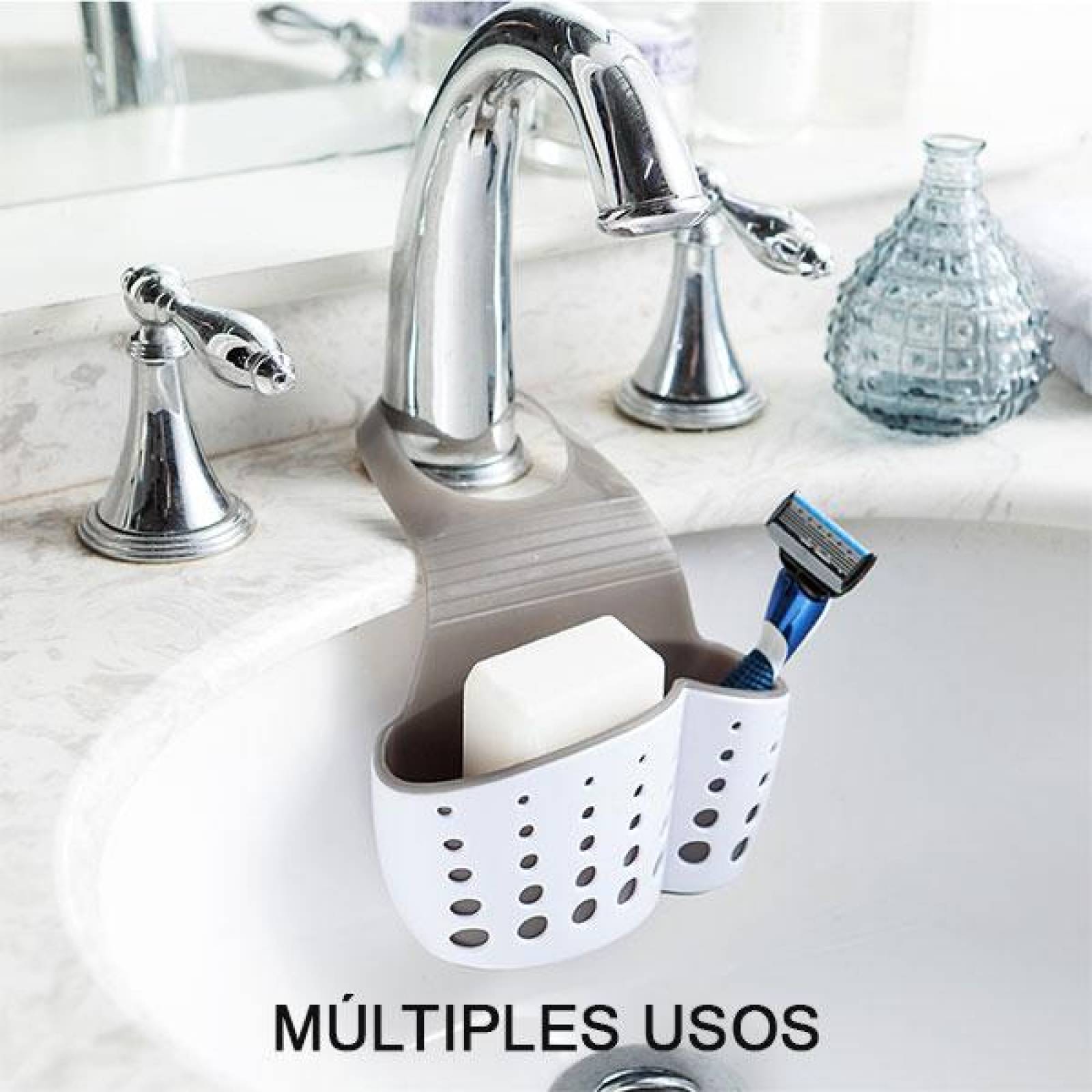 Canastilla para Esponja y Jabón Lavabo, Organizador para Fregadero