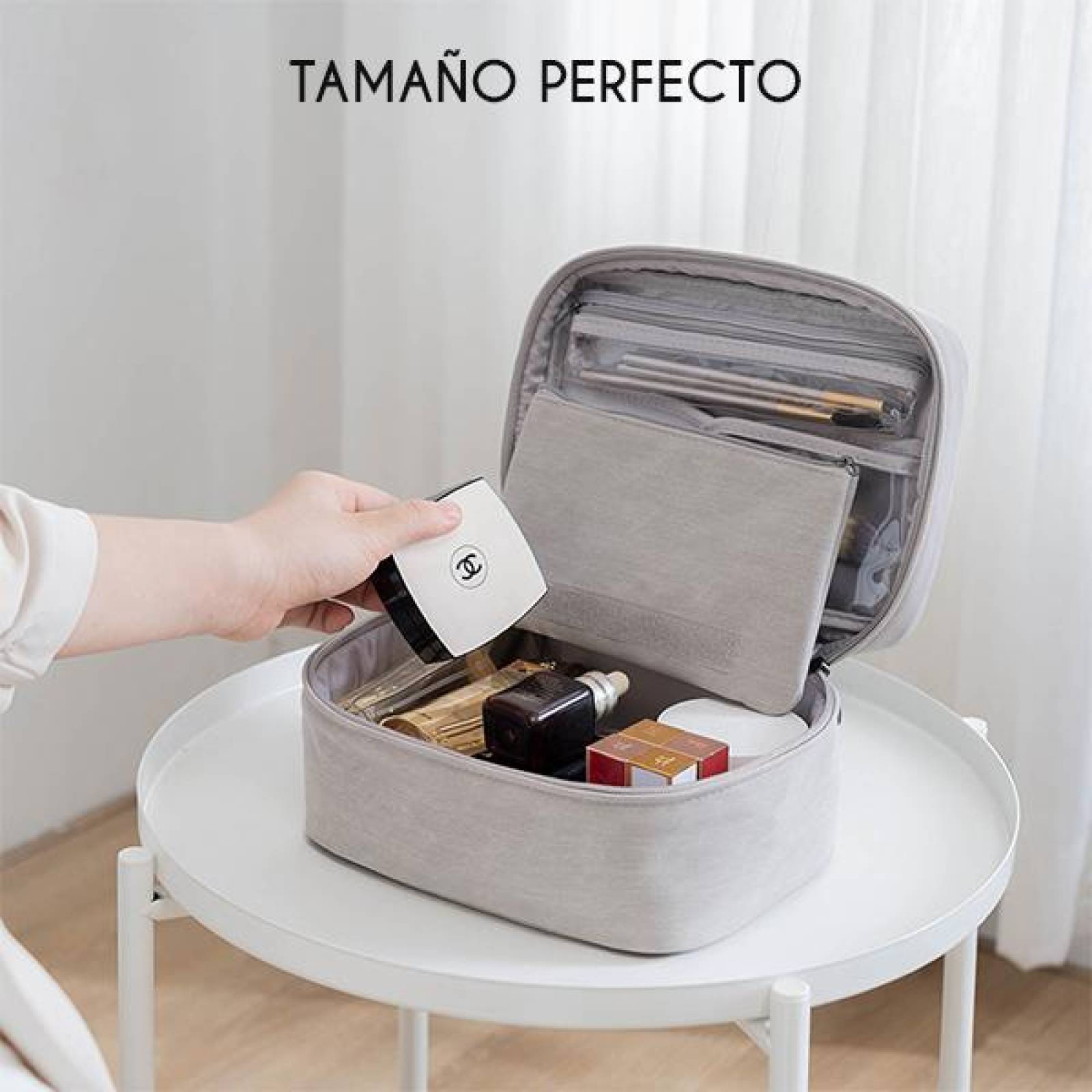 Cosmetiquera Multiples Compartimentos con Bolsa Interior Desprendible 