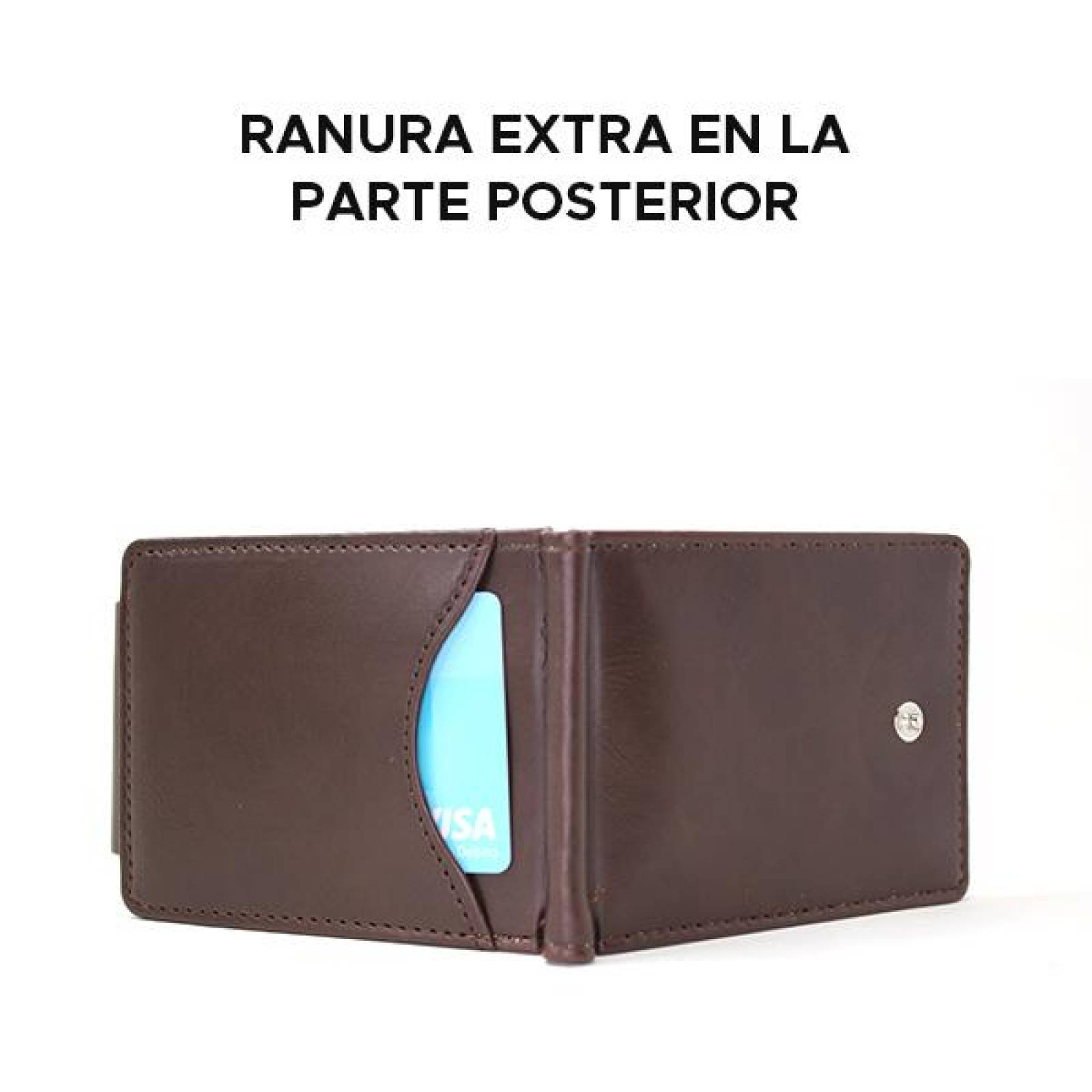Cartera Tarjetero con Clip para Billetes Multiples Compartimentos 