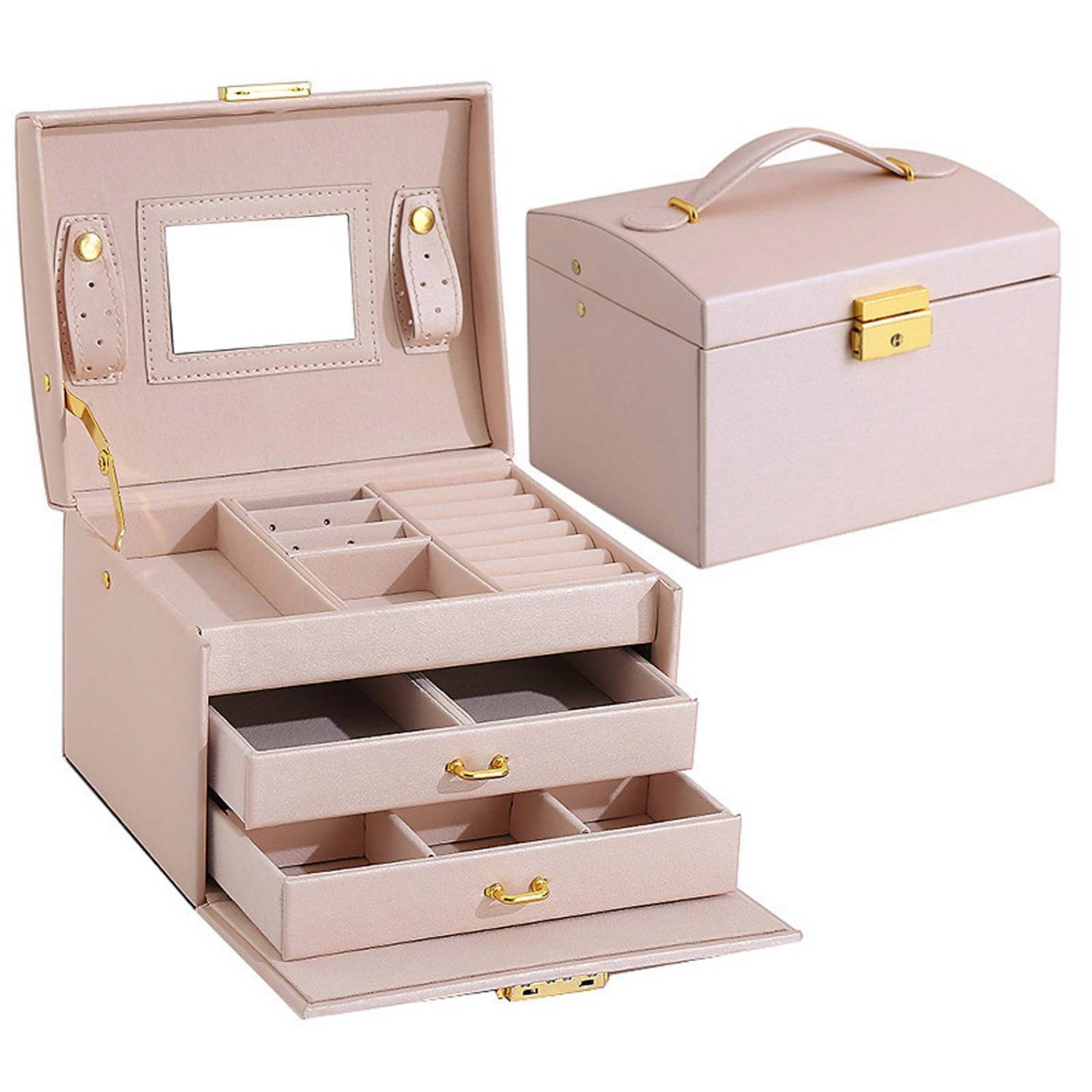 Elegante Estuche para Joyeria Alhajero Amplio Espacio Múltiples Compartimentos 