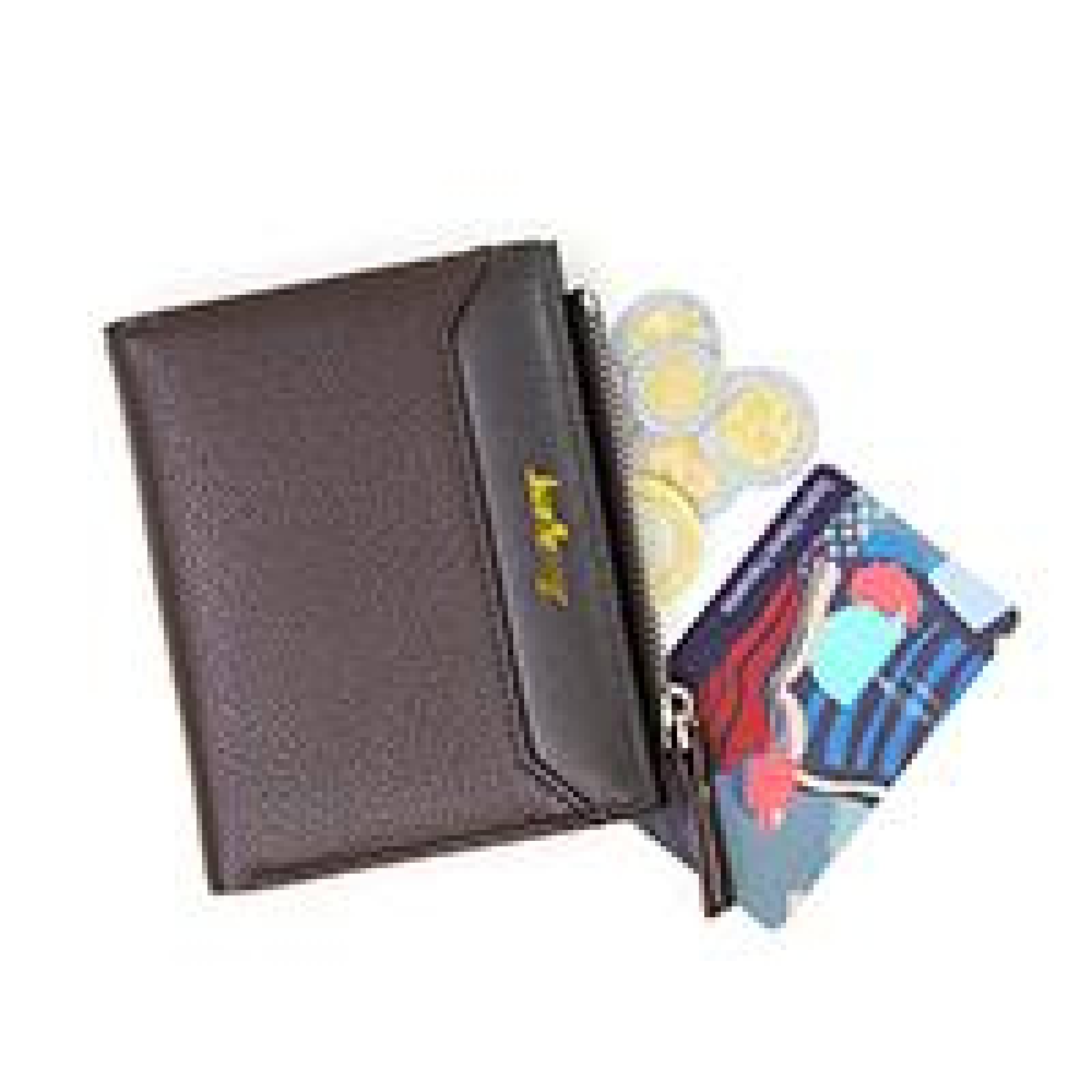 Cartera Monedero Tarjetero Multiples Compartimentos con Cierre de Seguridad 