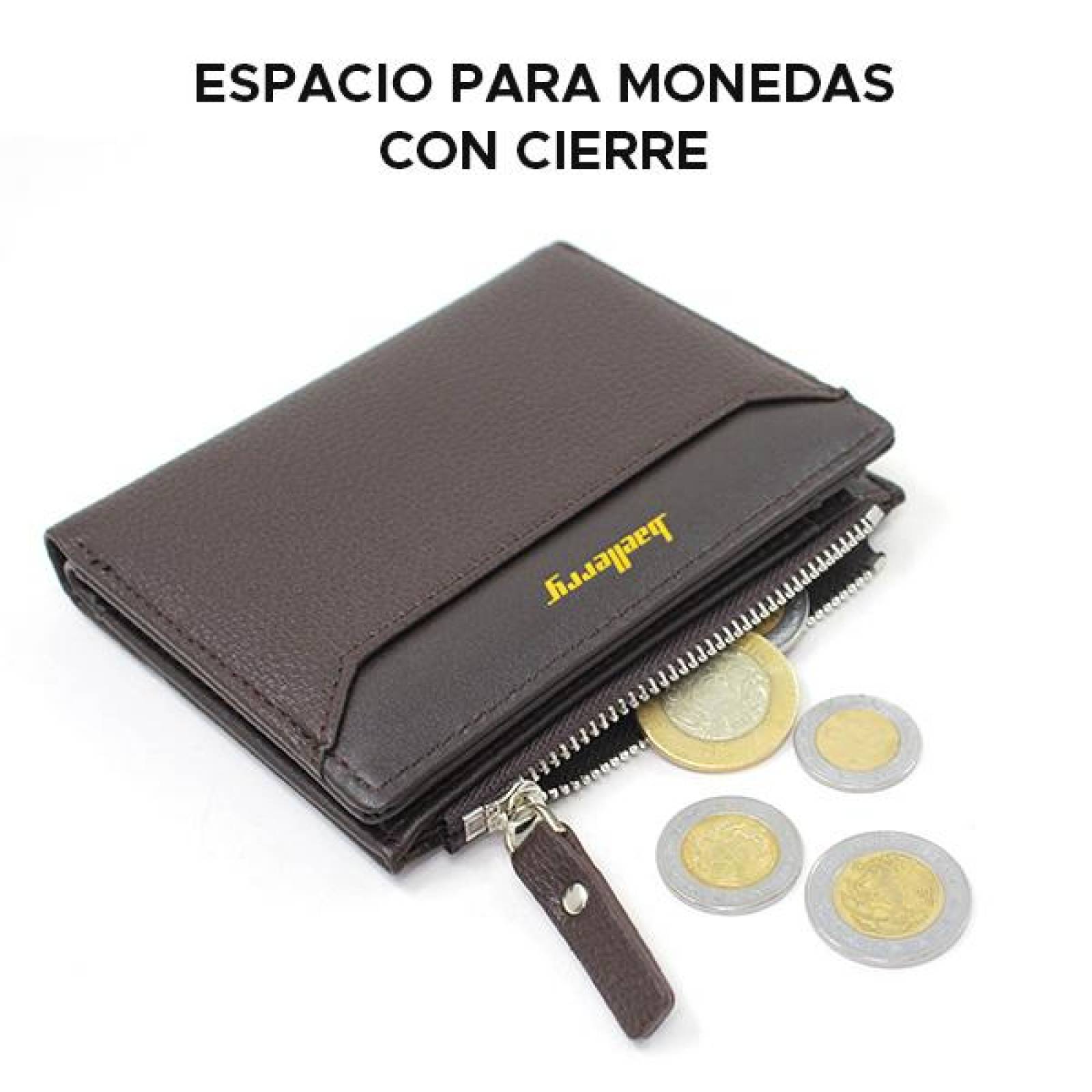 Cartera Monedero Tarjetero Multiples Compartimentos con Cierre de Seguridad 