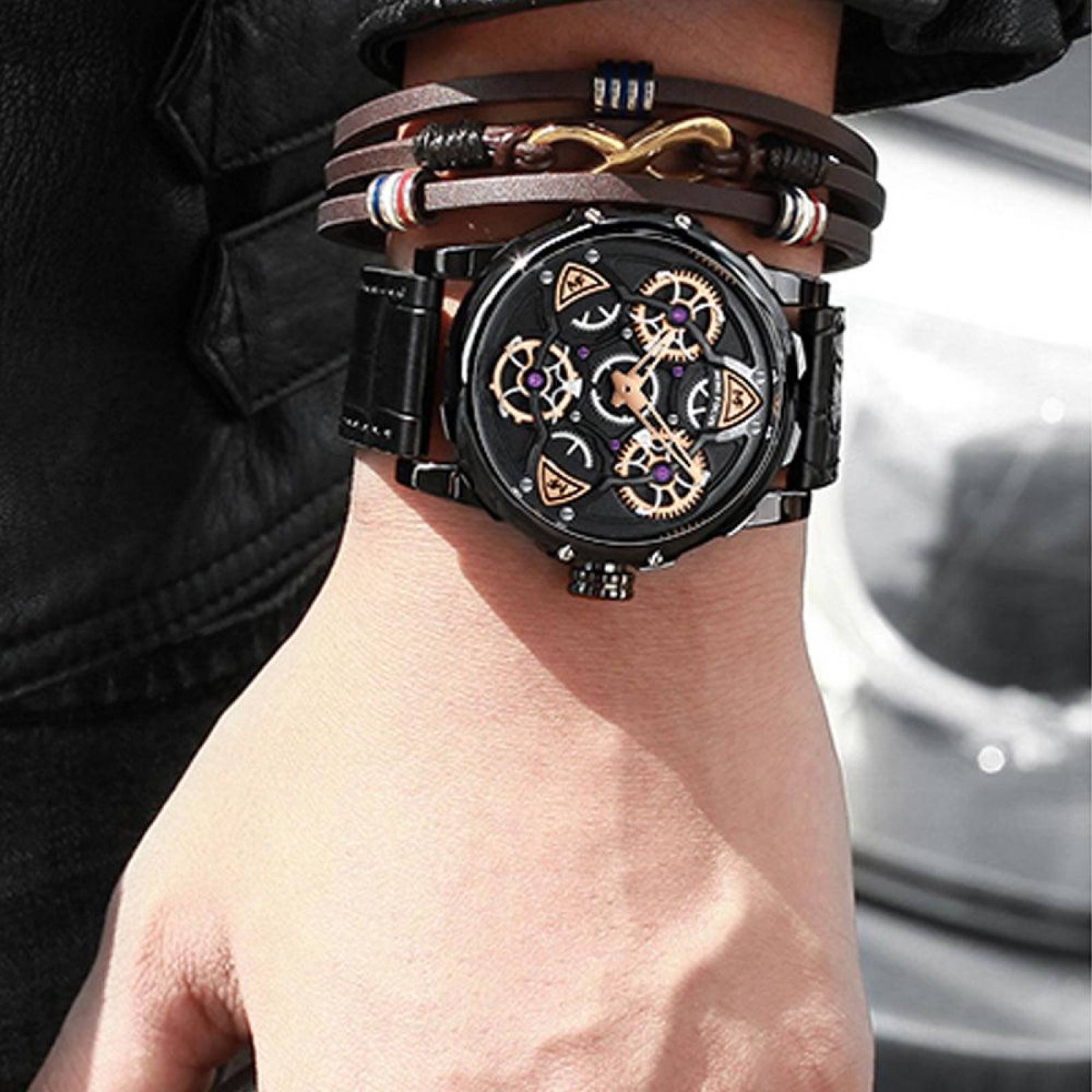 ELEGANTE RELOJ HOMBRE CORREA DE HEBILLA AJUSTABLE DISEÑO EXCLUSIVO