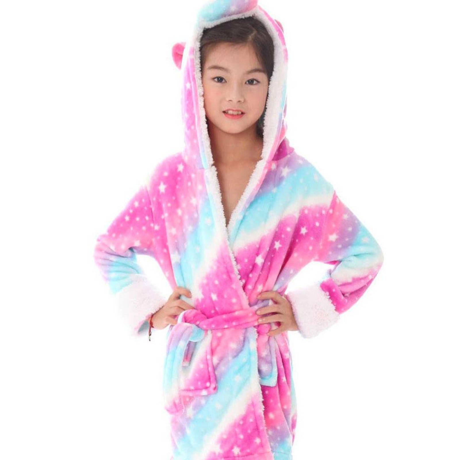 Bata Estampada de Franela para Niños con Cinturón Ajustable