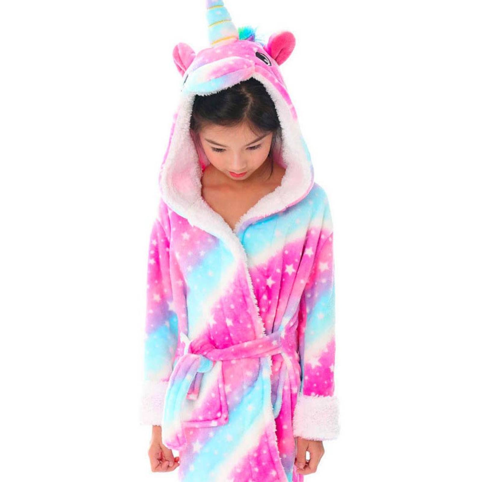 Bata Estampada de Franela para Niños con Cinturón Ajustable