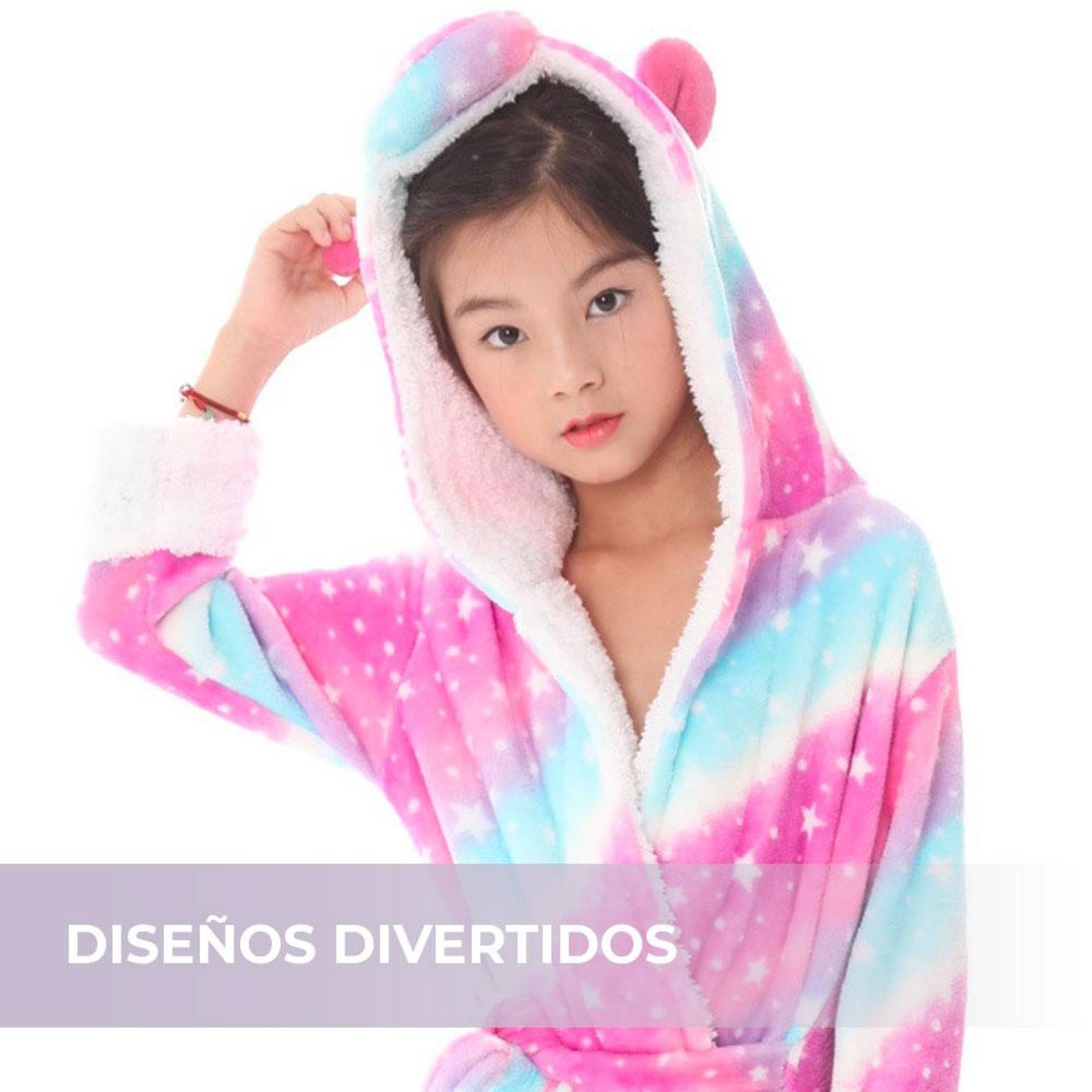 Bata Estampada de Franela para Niños con Cinturón Ajustable