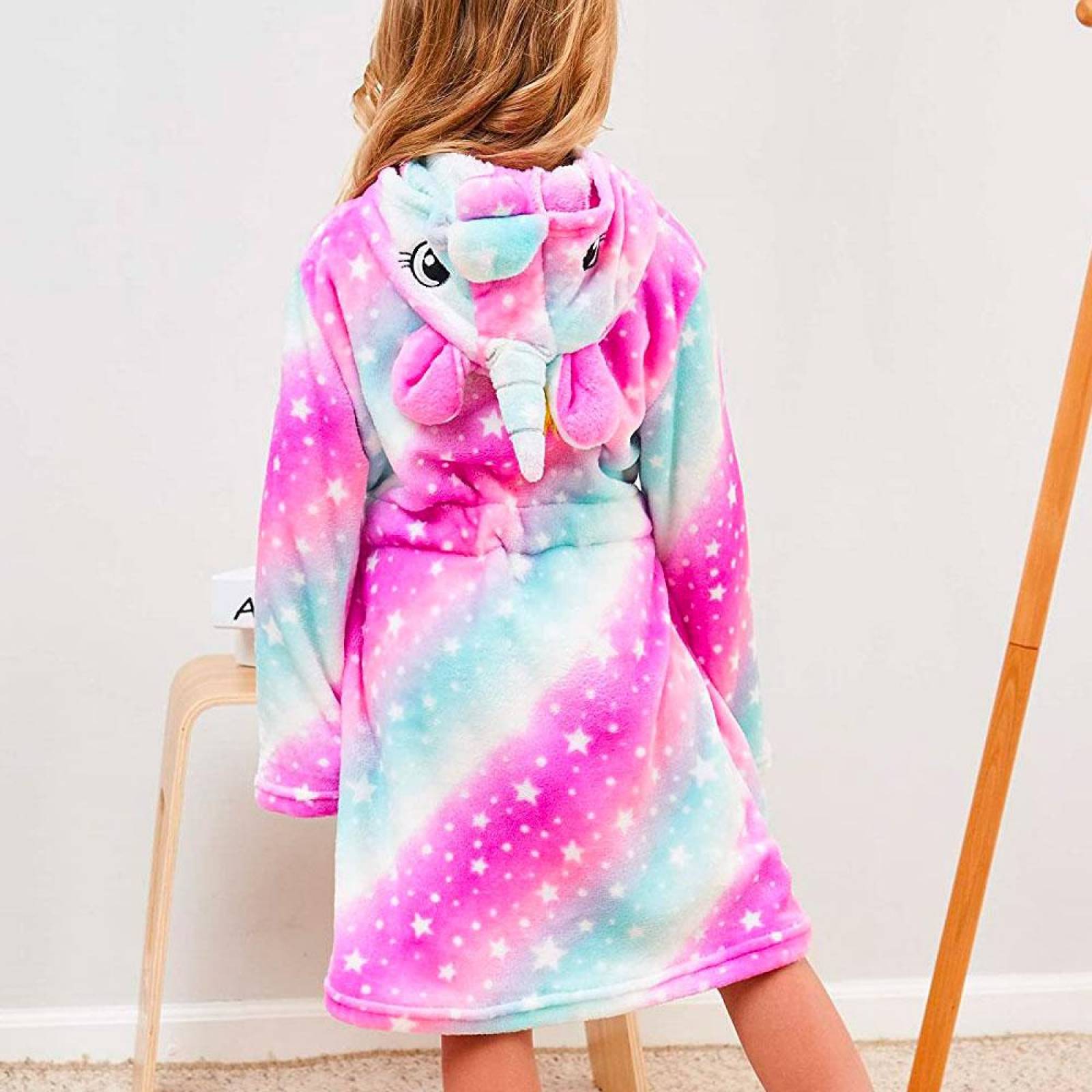 Bata Estampada de Franela para Niños con Cinturón Ajustable