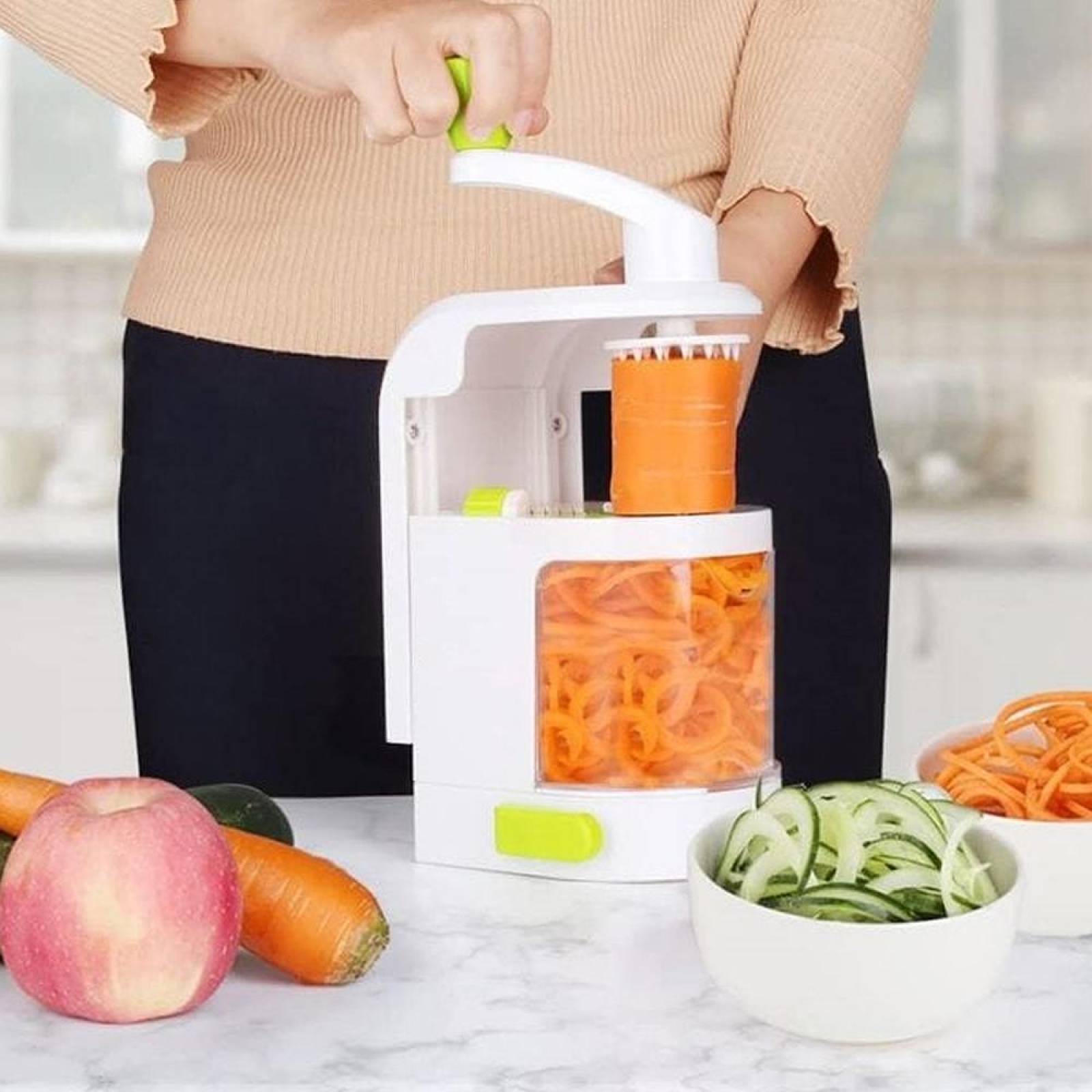 Cortador Rallador de Verduras en Espiral de Acero Inoxidable 