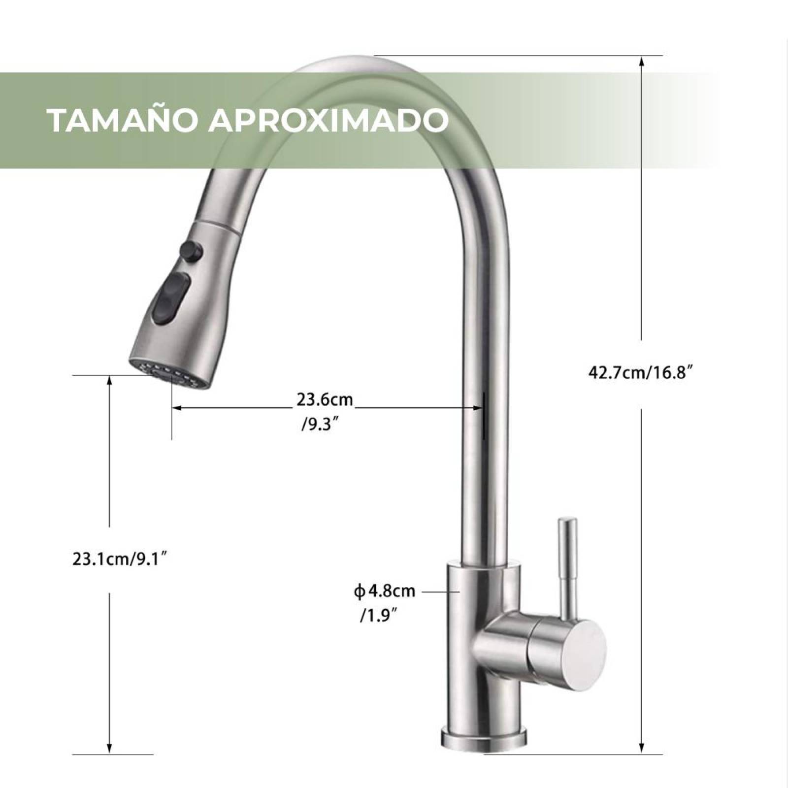 Grifo Extraíble con Manija para Cocina de Acero Inoxidable 