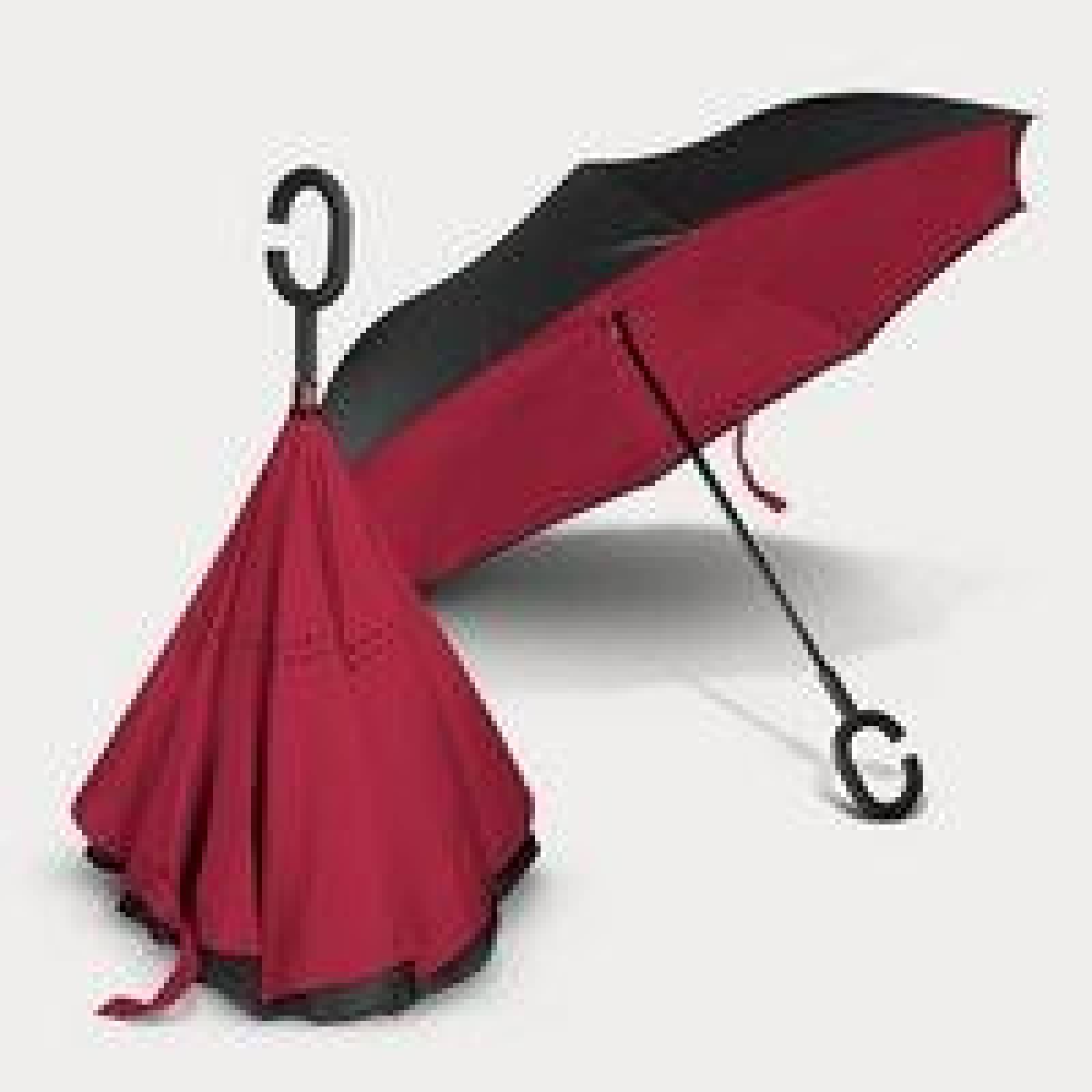 PARAGUAS INVERTIDO RESISTENTE EXCELENTE CALIDAD AUTOMATICO EXCLUSIVO DISEÑO COLOR ROJO