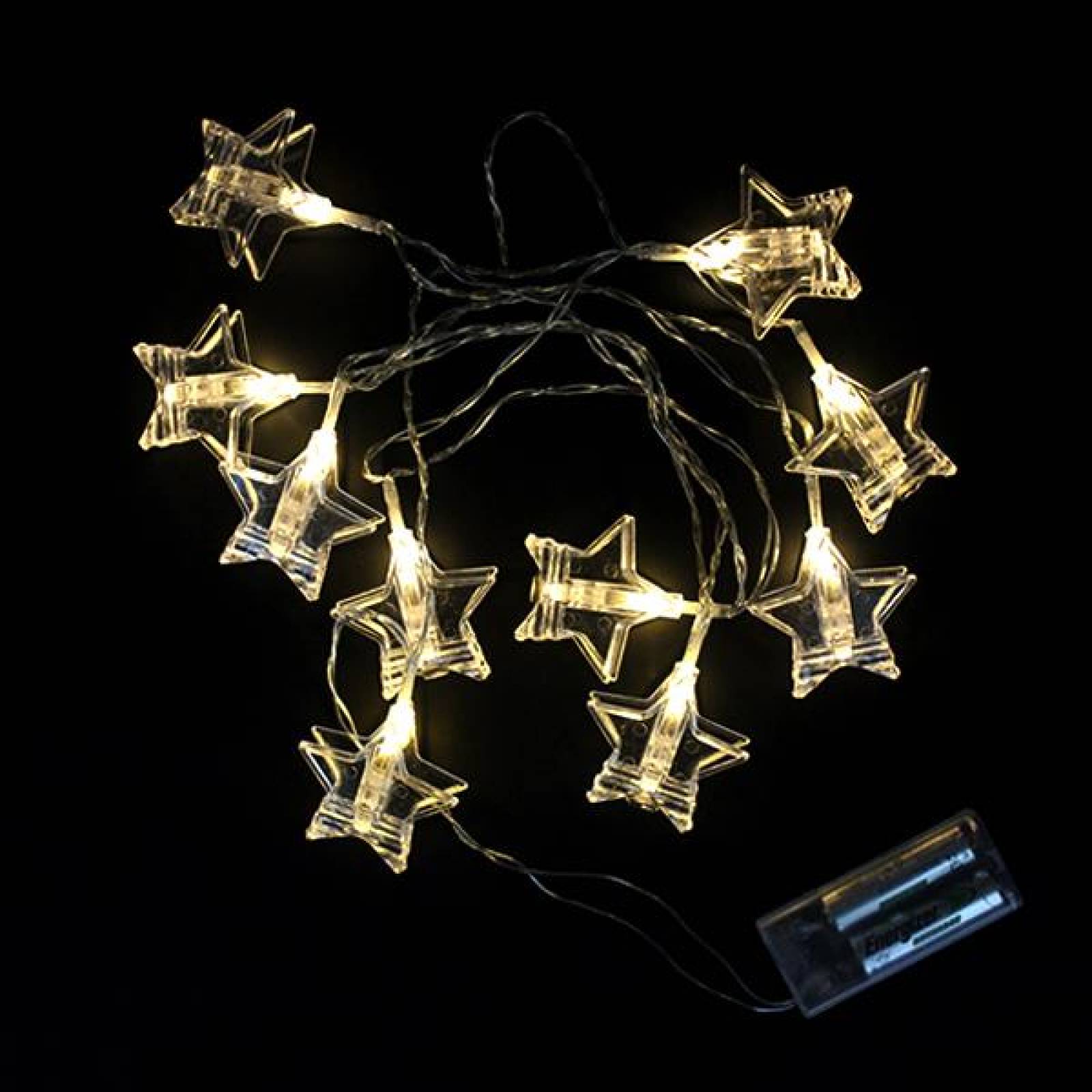 SERIE DE LUZ EN FORMA DE ESTRELLAS CON PINZAS 