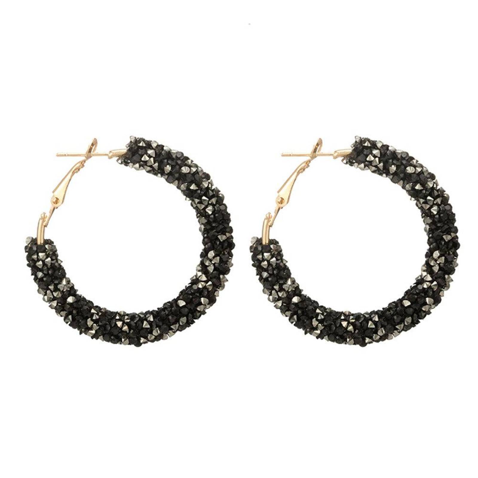ARETES NEGROS CON PEDRERIA 