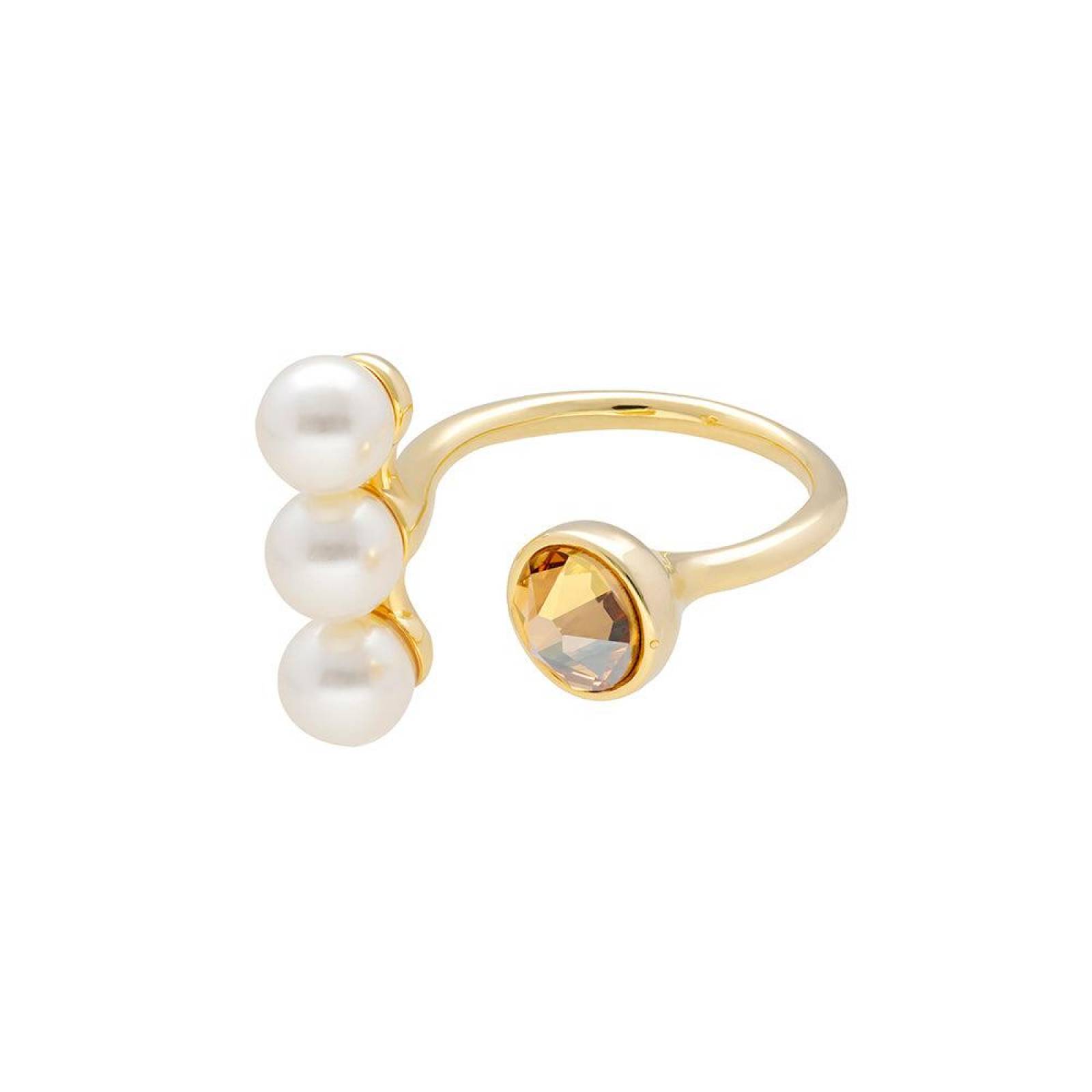 Anillo Ajustable Crculo y Perlas con Cristal Austraco 