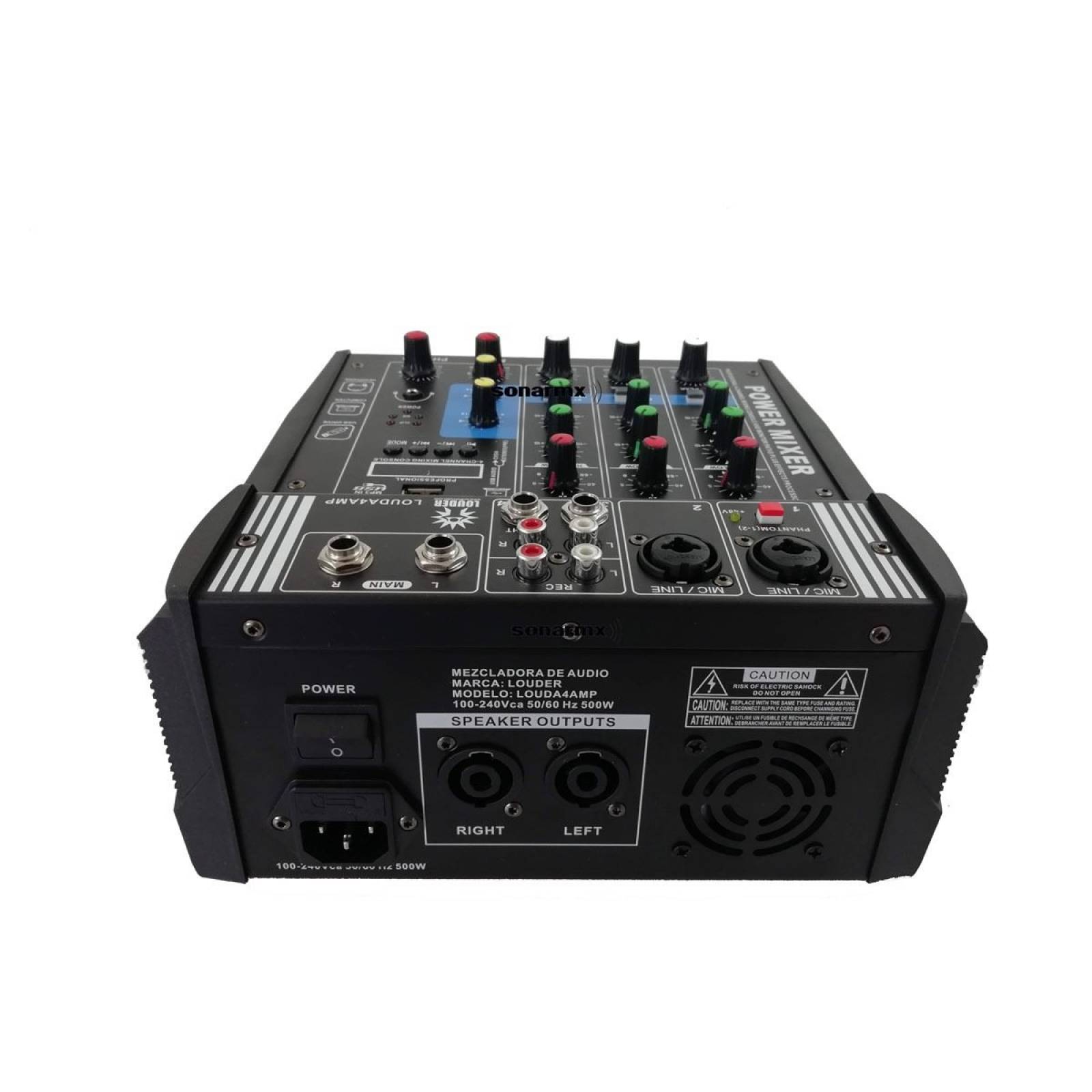 Mezcladora Amplificada Bluetooth 4 Canales Phantom Graba Usb