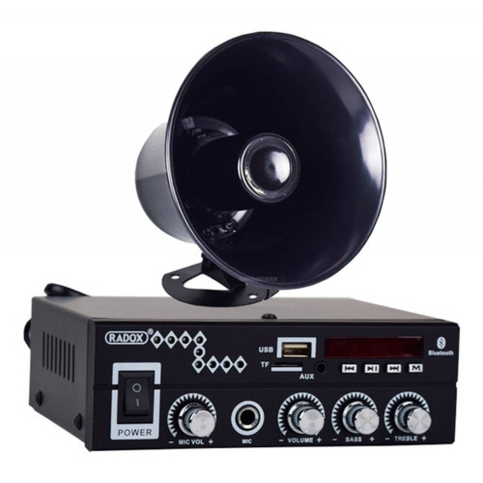 Amplificador Kit Paquete Perifoneo Voceo Usbsdbt Trompeta