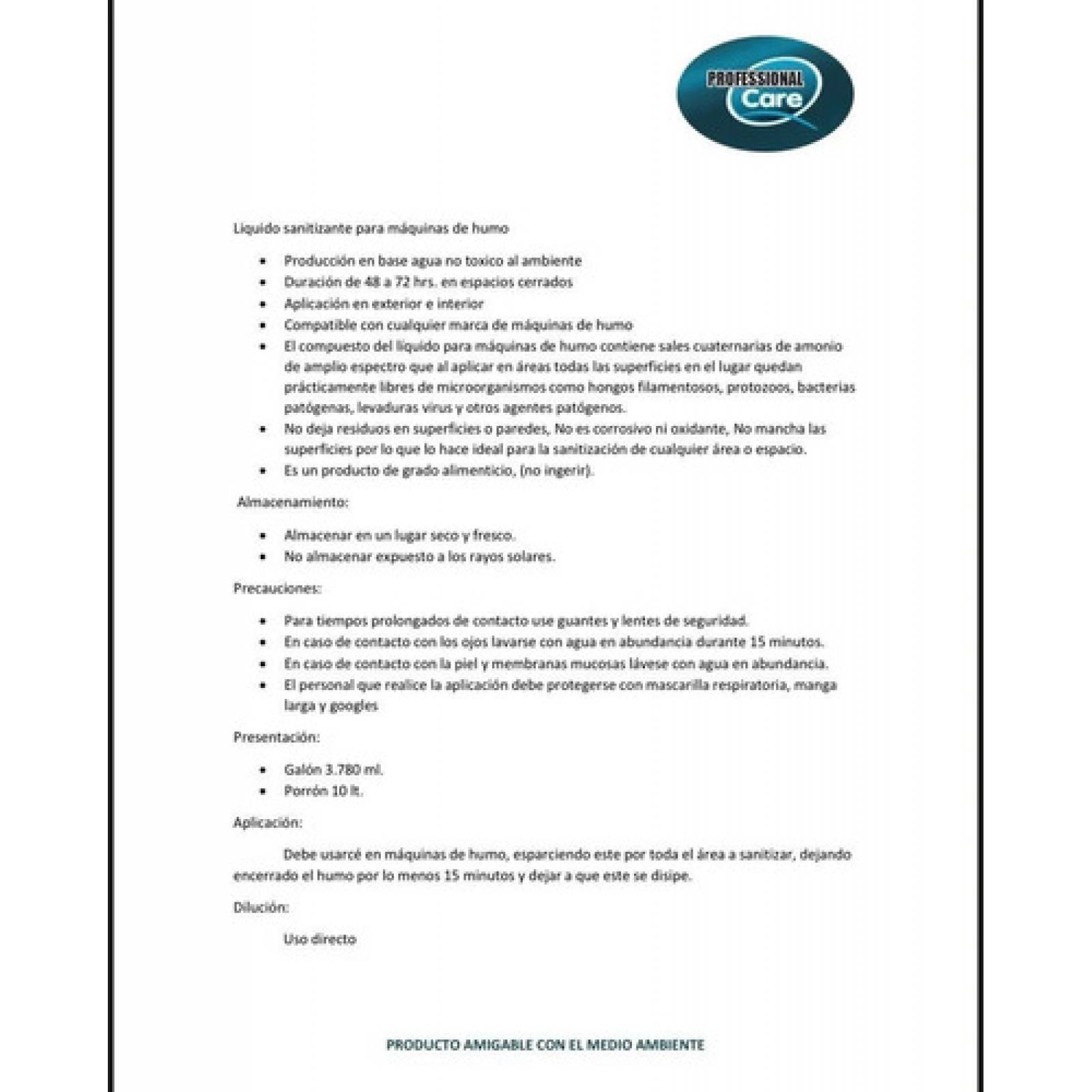 Liquido Sanitizante Desinfectante Para Maquina De Humo