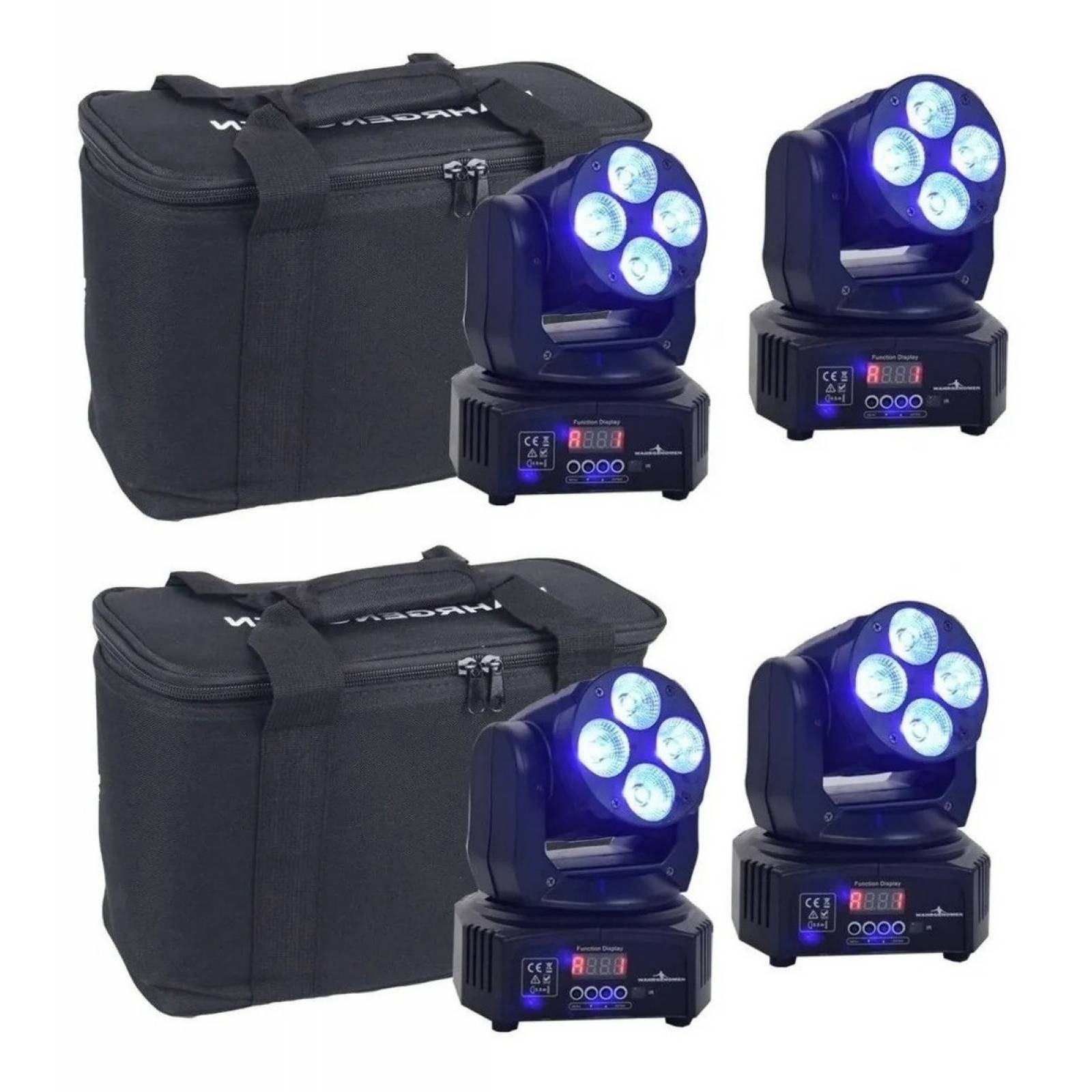 Set 4 Cabeza Movil Wash Led Dj Robotica Luces Dmx Bolsa