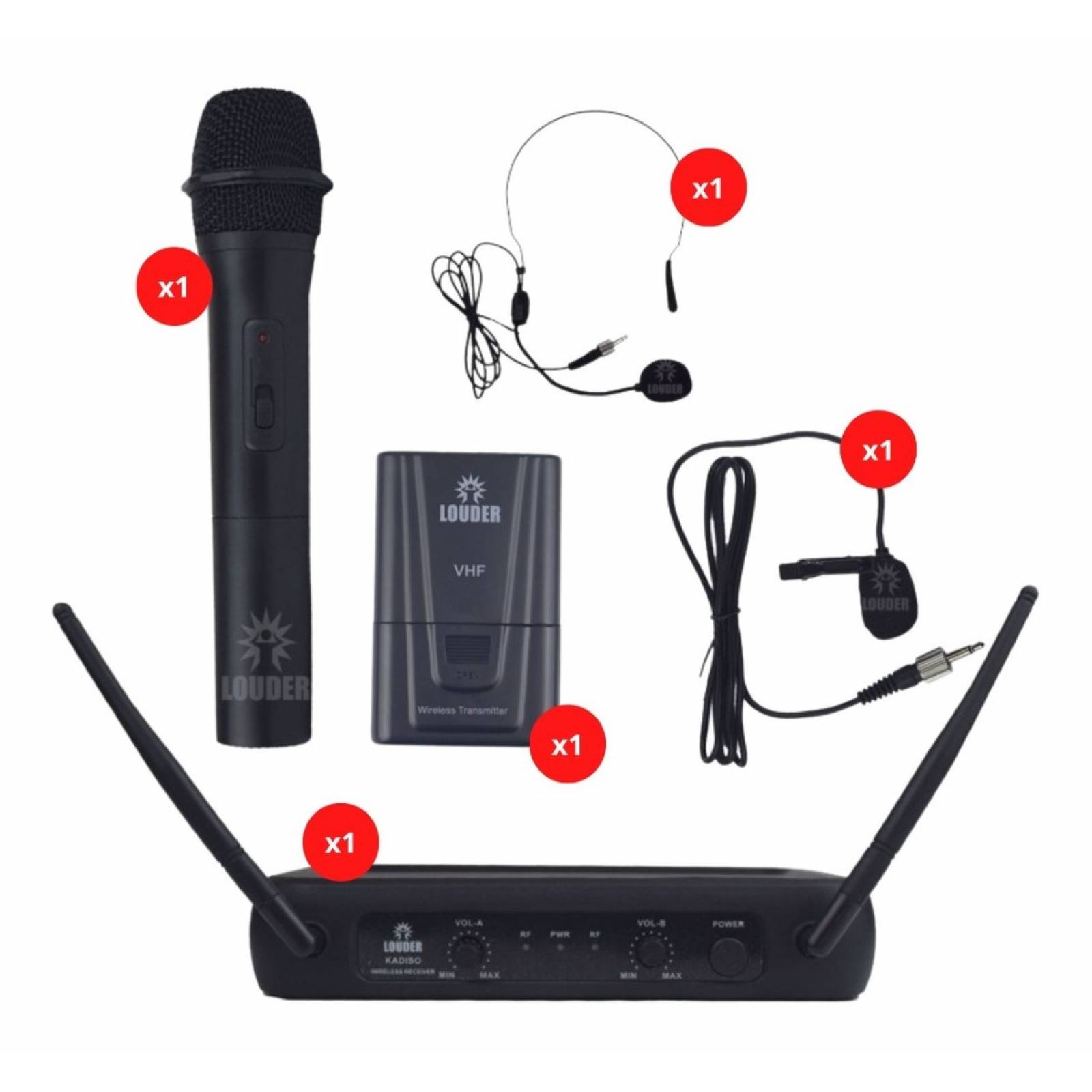 Set Microfonos Inalambricos Diadema Mano Microfono Solapa