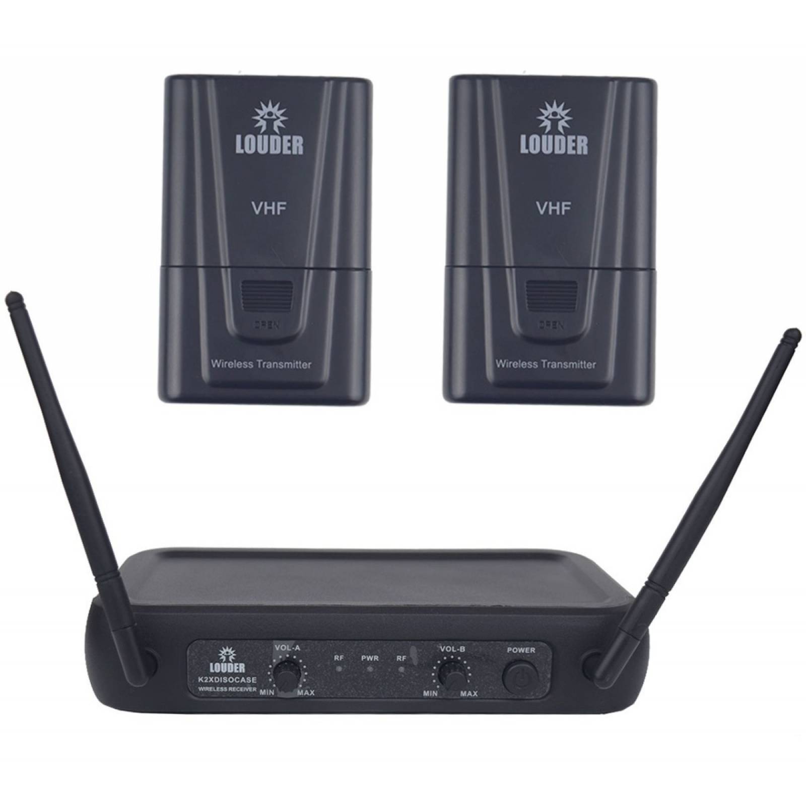 Set 2 Microfonos Diadema Solapa Inalambricos Vhf Con Estuche