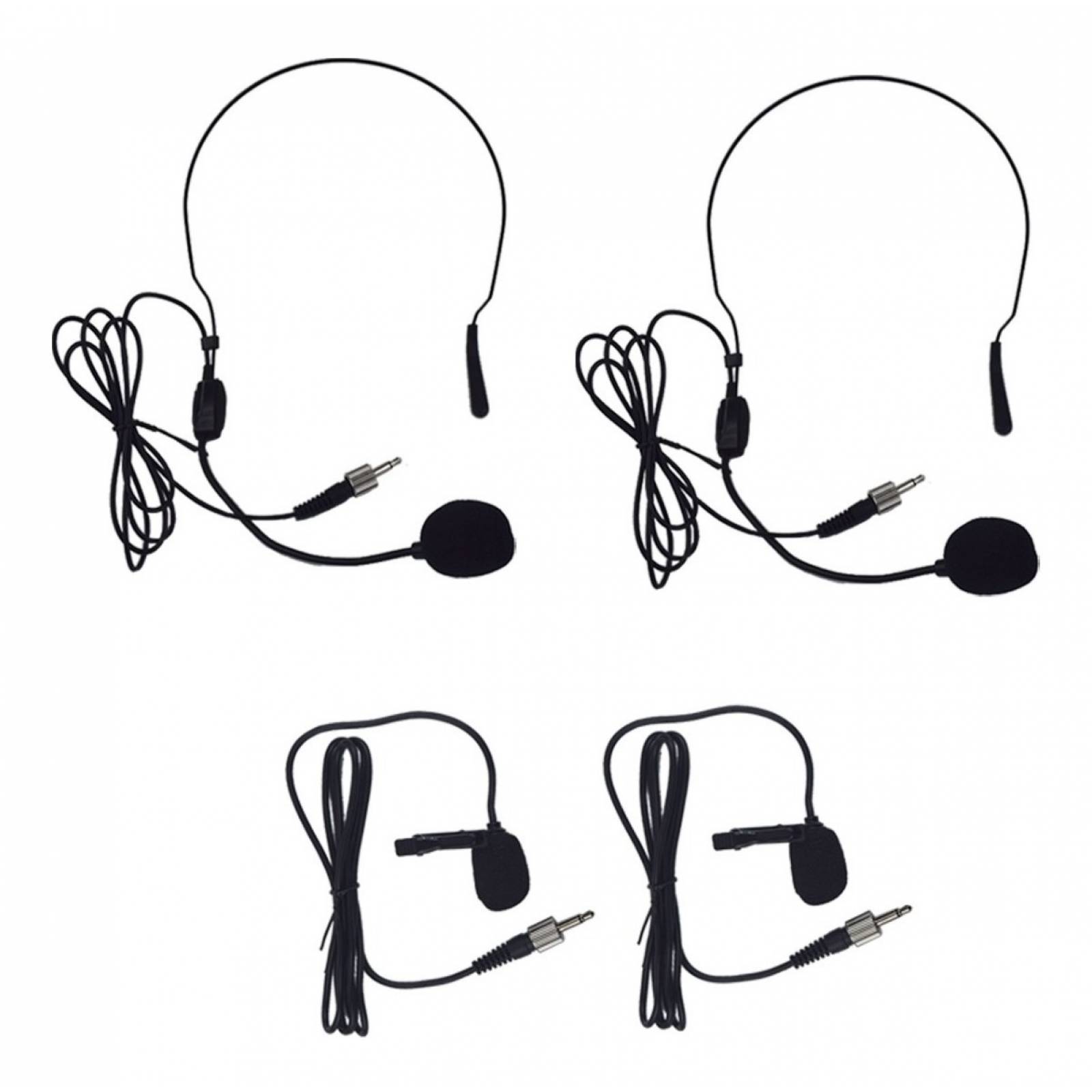 Set 2 Microfonos Diadema Solapa Inalambricos Vhf Con Estuche