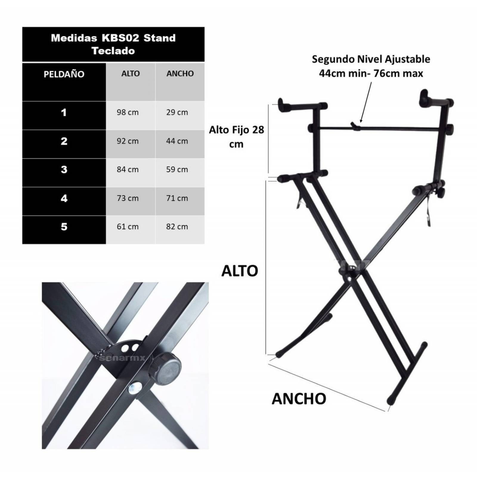Stand Soporte Base Doble 2 Teclados Plegable Con Varilla
