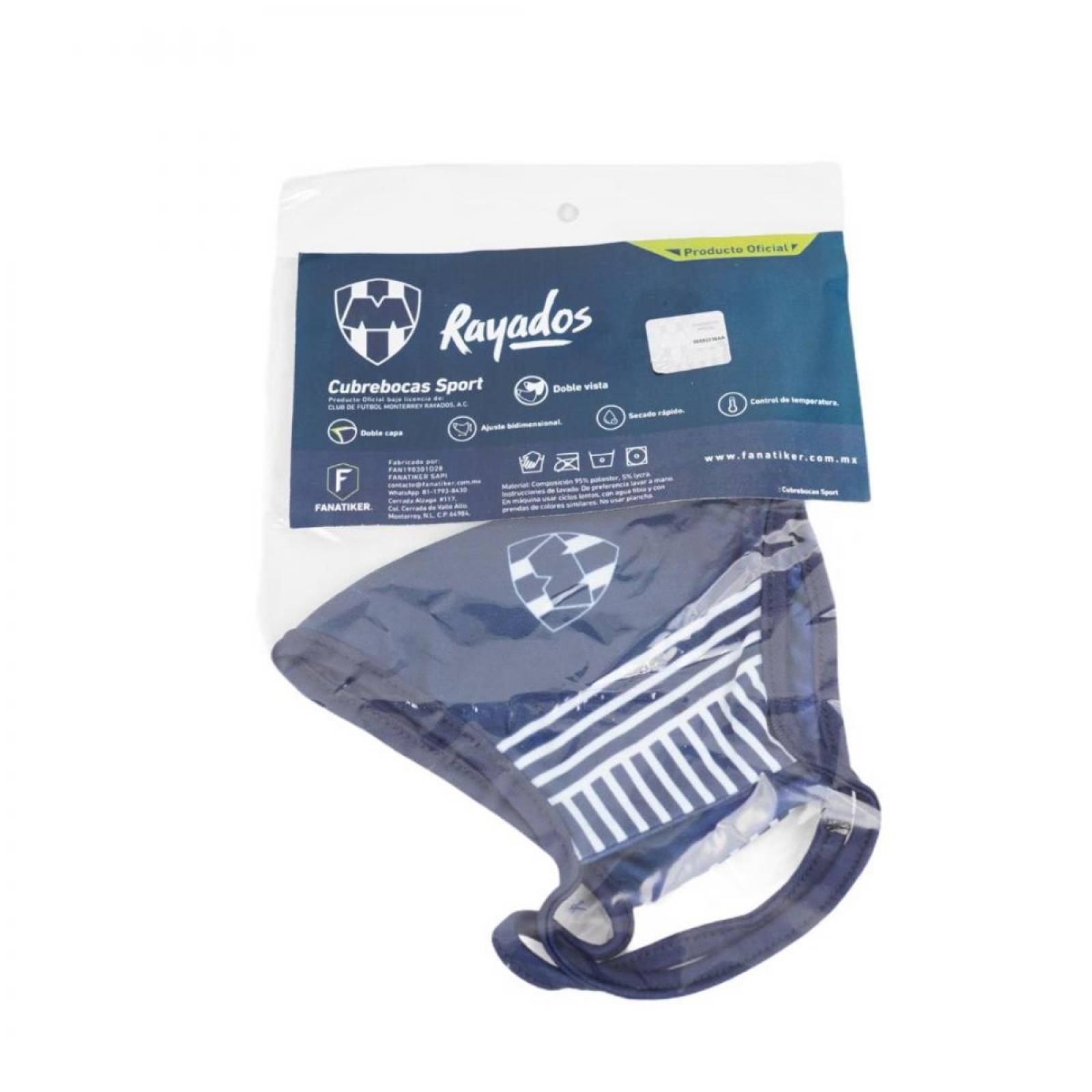 Cubrebocas Doble Vista Fanatiker Rayados Reutilizable