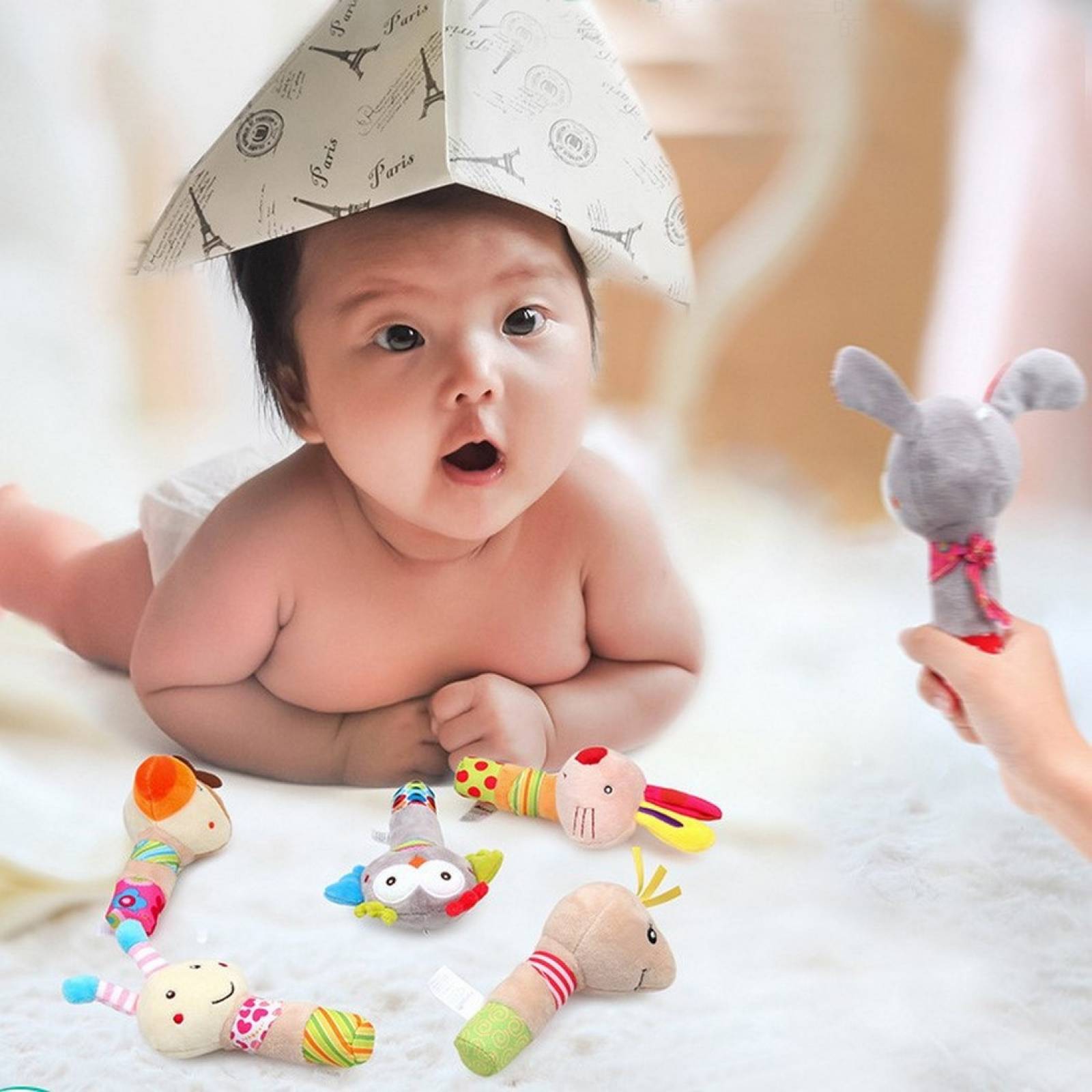 Juguete Sonaja De Peluche Para Bebe Recién Figuras Animales