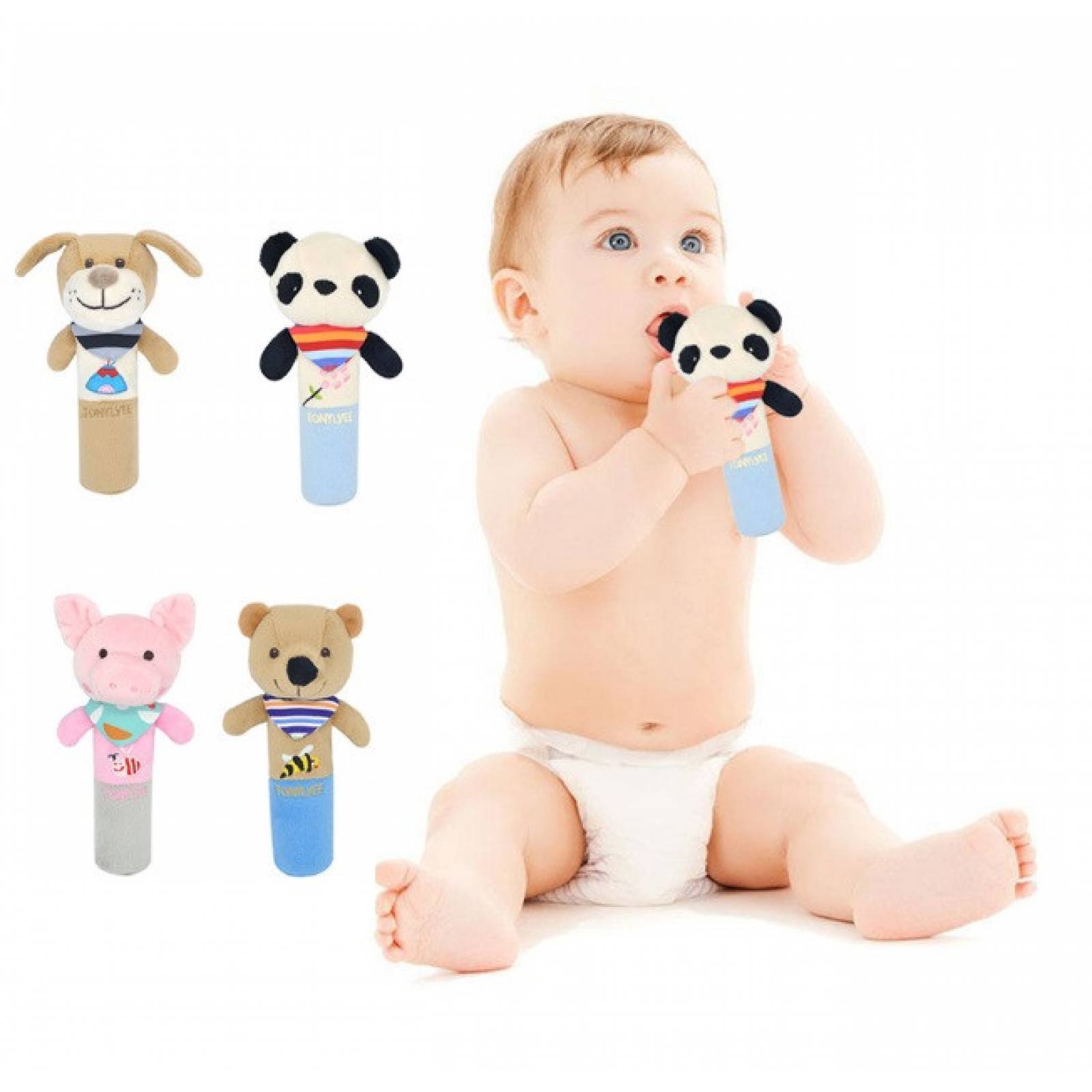 Juguete Sonaja De Peluche Para Bebe Figuras Animales Suave
