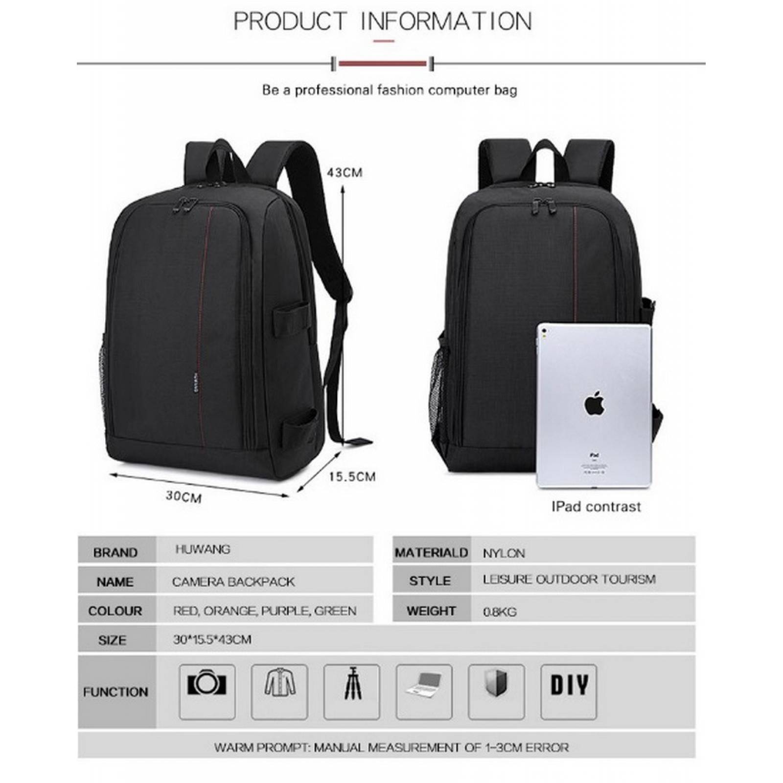 Mochila Back Pack Para Camara Reflex Dlsr Laptop Impermeable
