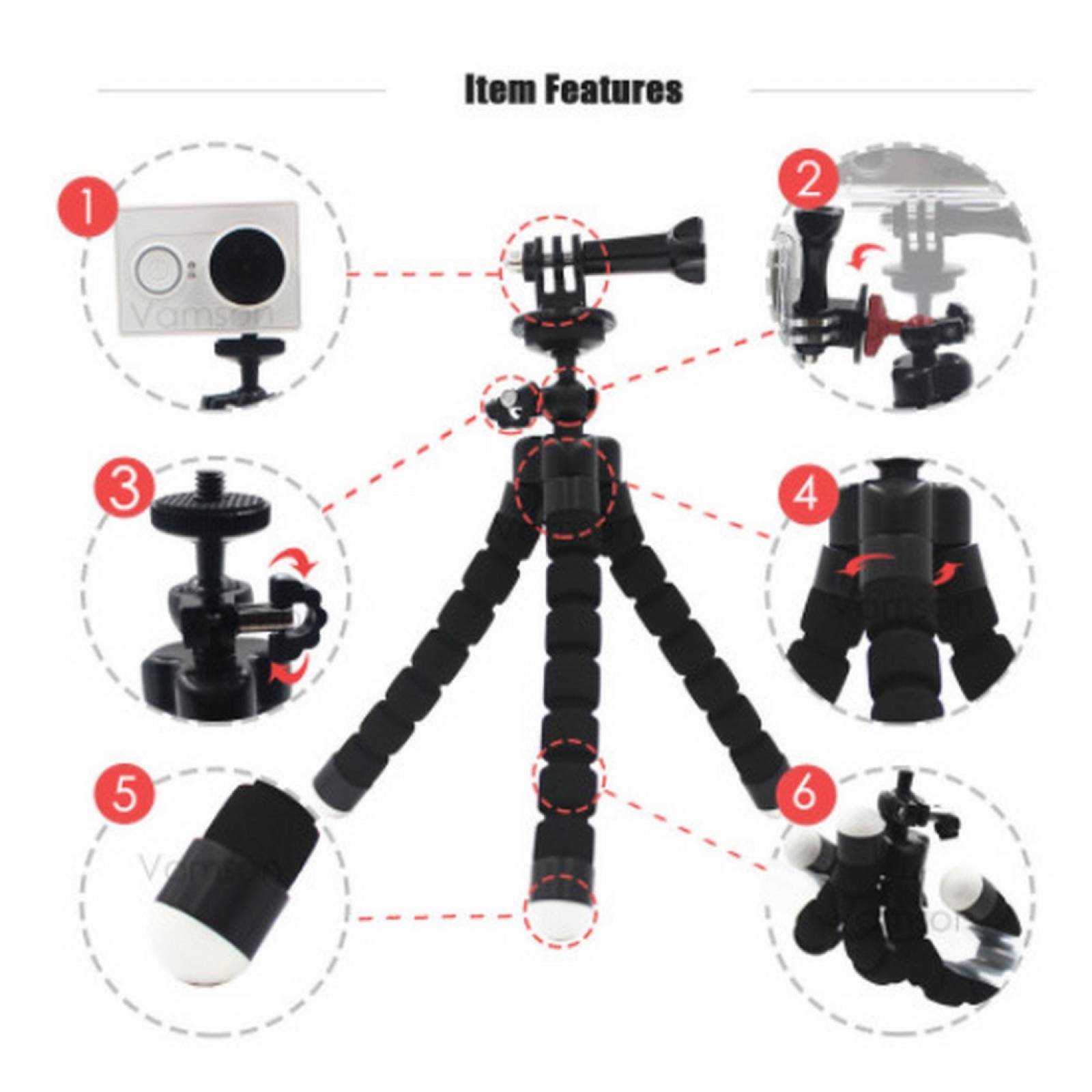 Tripie Flexible Para Cámara Ó Celular +tornillo+adaptador