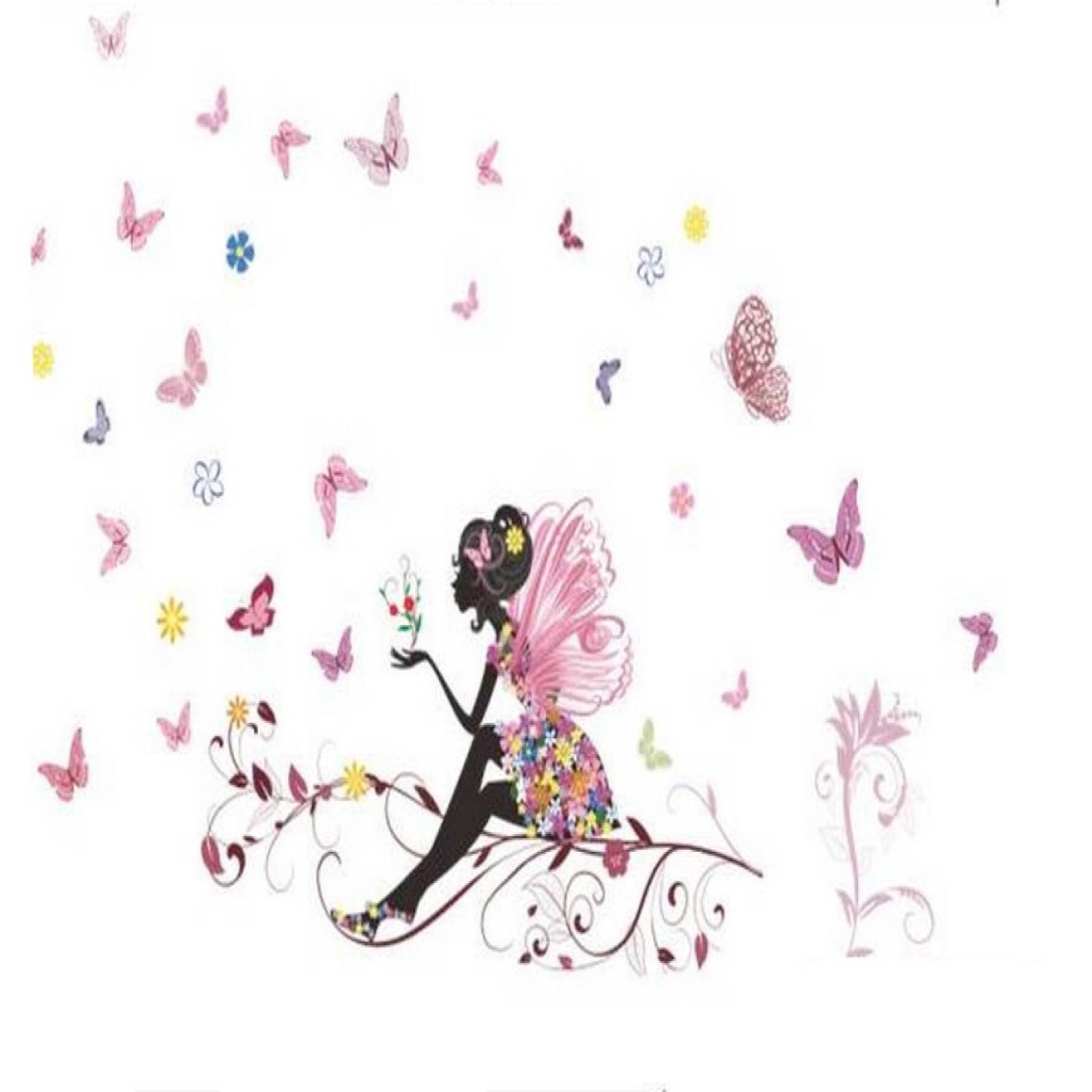Hada Sentada con Mariposas, Vinil Decorativo