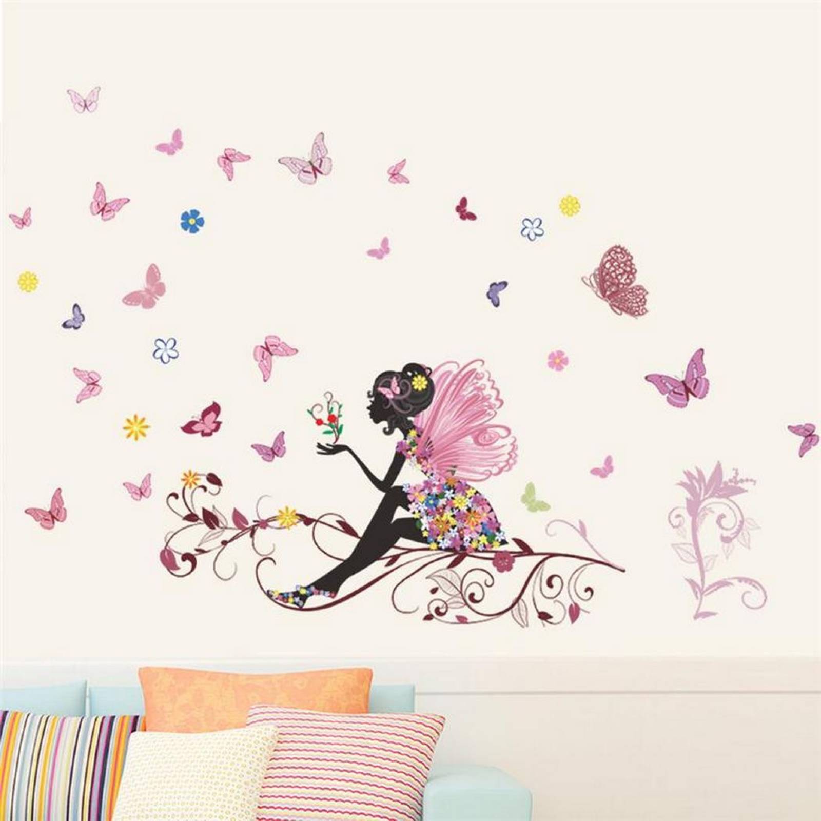 Hada Sentada con Mariposas, Vinil Decorativo