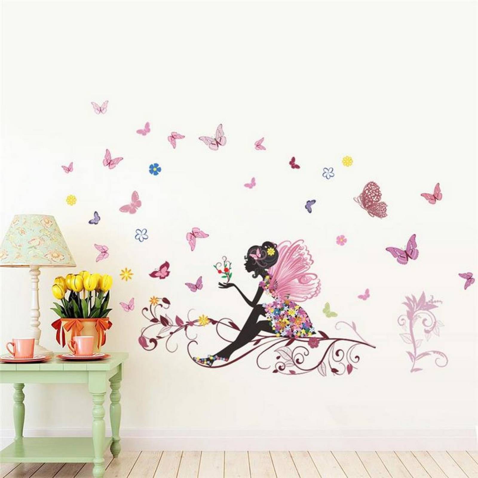 Hada Sentada con Mariposas, Vinil Decorativo