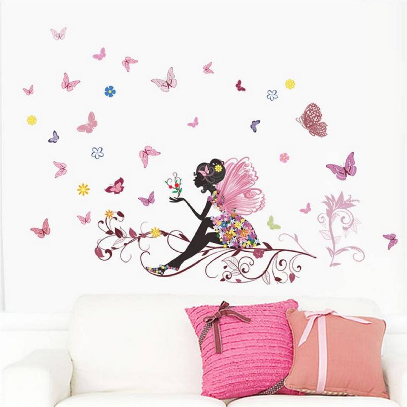 Hada Sentada con Mariposas, Vinil Decorativo