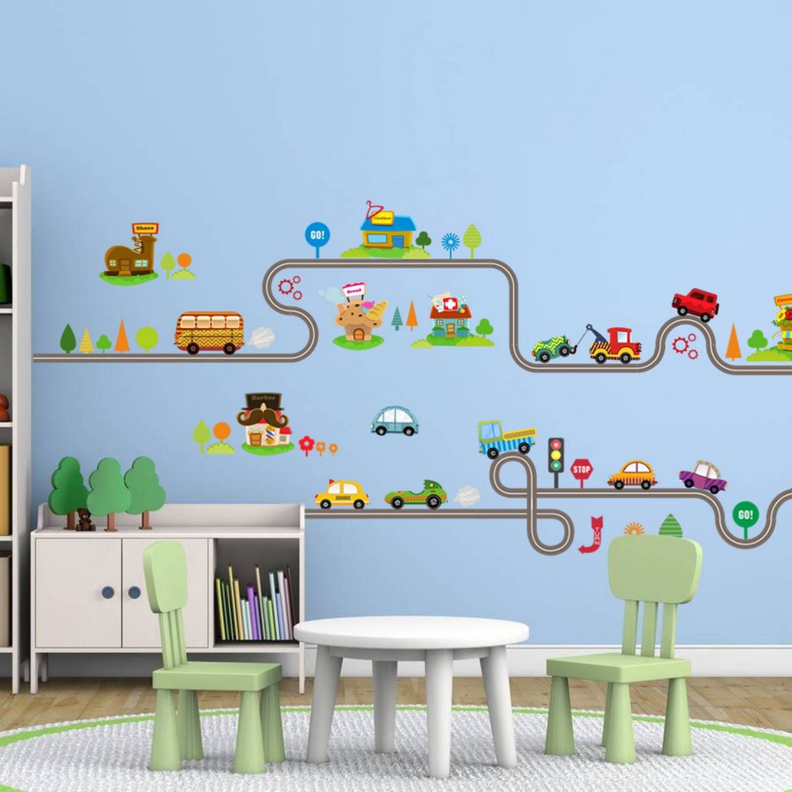 Vinil Decorativo Infantil Pista Autos Carritos Habitación
