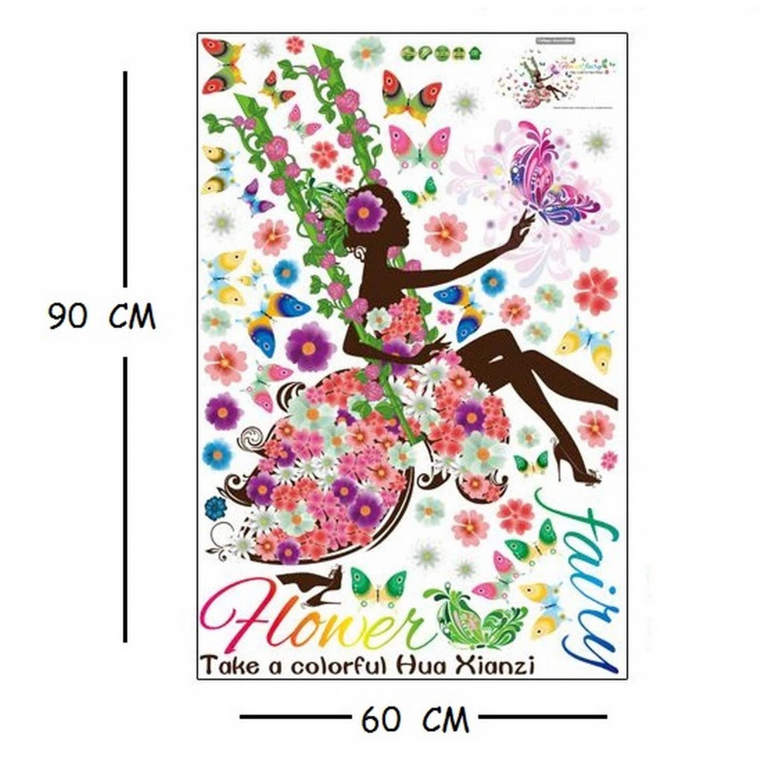 Vinil Decorativo Hada En Columpio Y Mariposas Sala Estancia