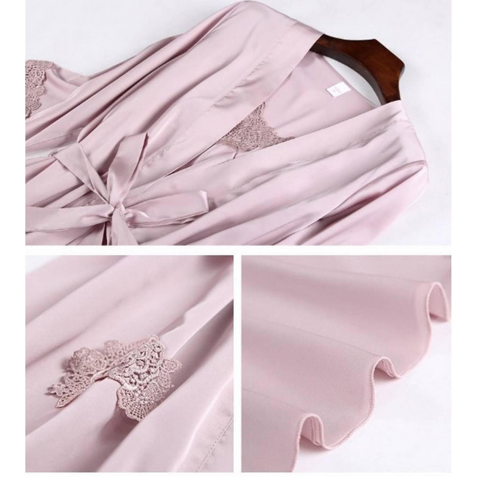 Set De Pijama Dama Sexi Ropa De Dormir Bata De Seda 5 Piezas