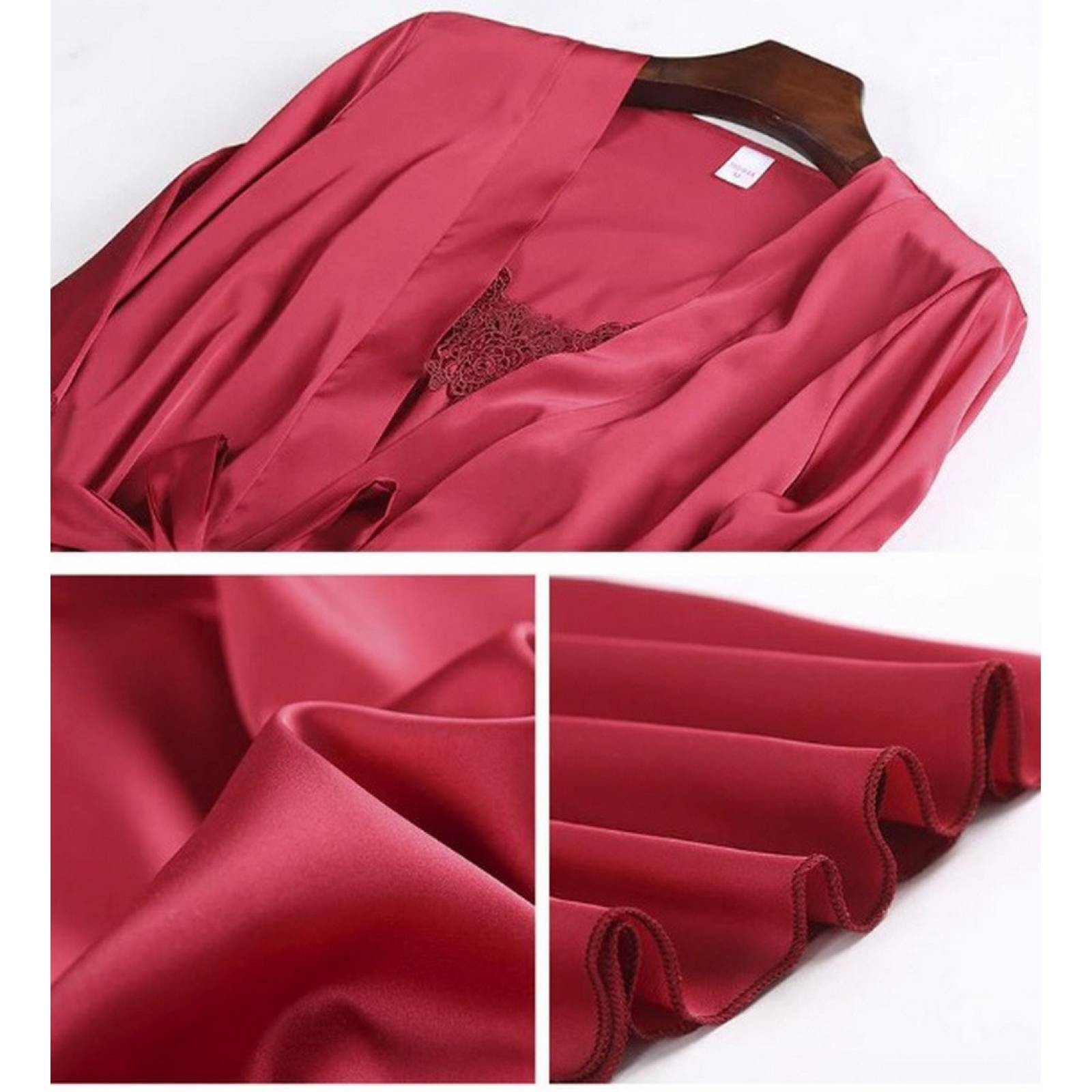 Set De Pijama Dama Sexi Ropa De Dormir Bata De Seda 5 Piezas