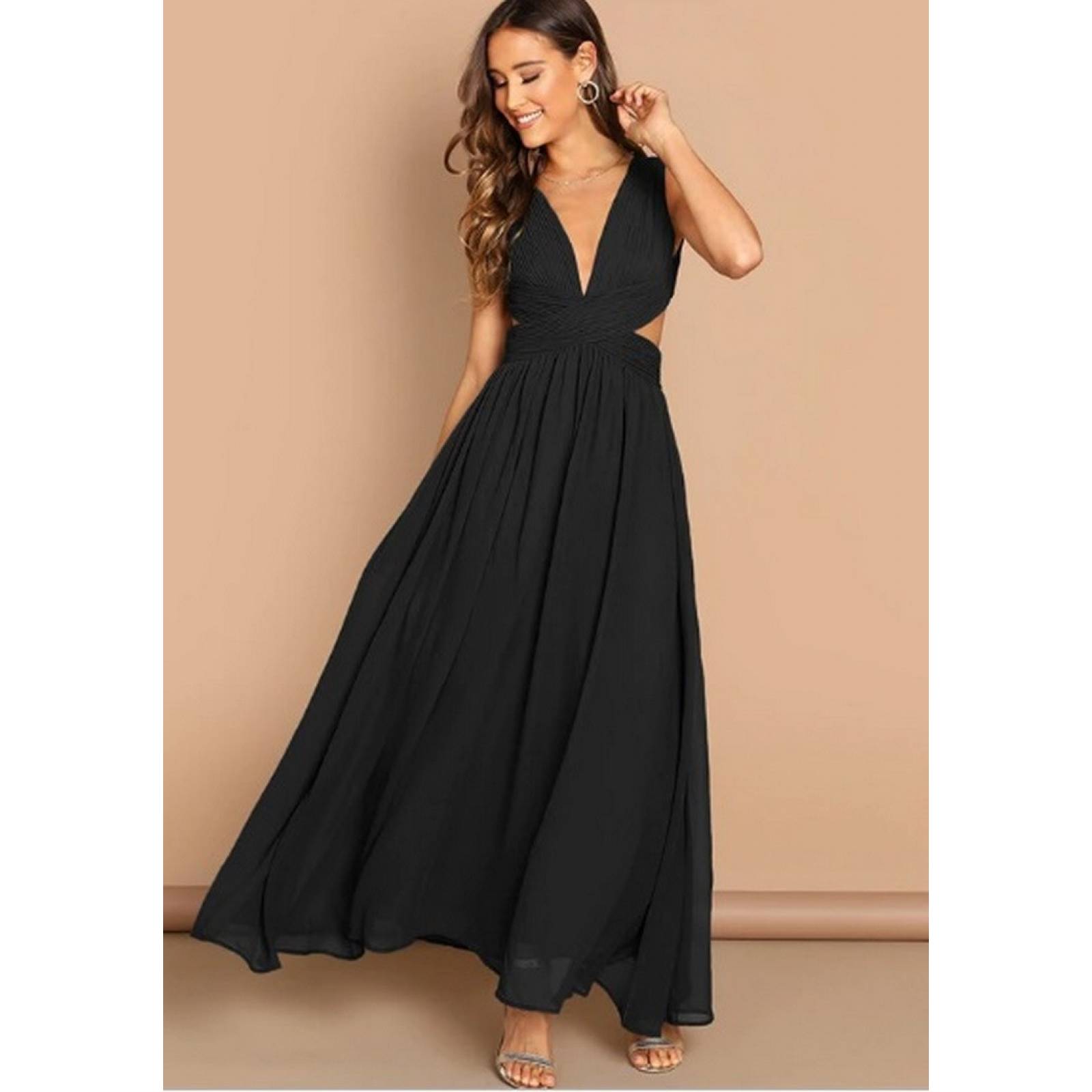 Maxi Vestido Largo Elegante Sexi Para Fiesta Dama Drapeado