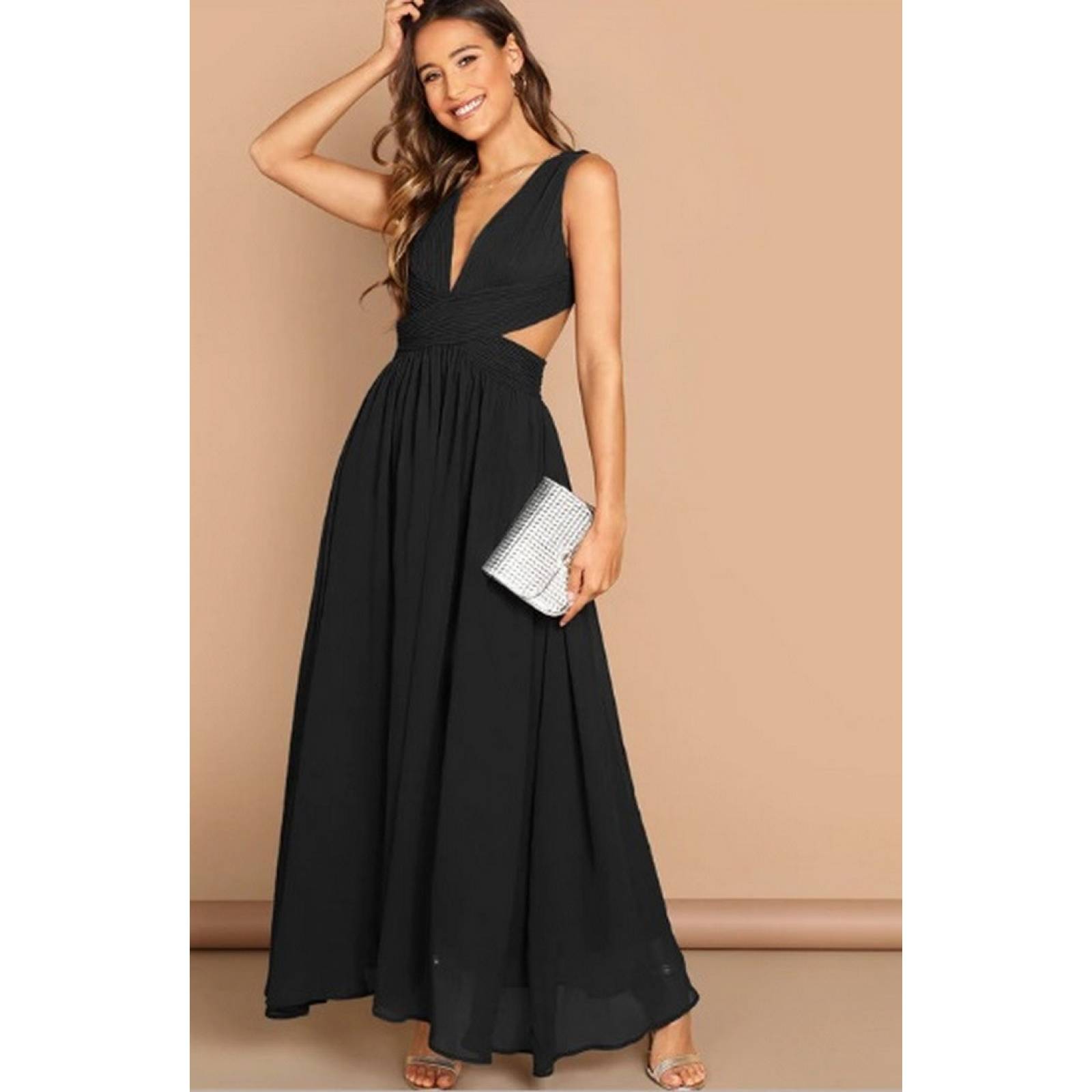 Maxi Vestido Largo Elegante Sexi Para Fiesta Dama Drapeado