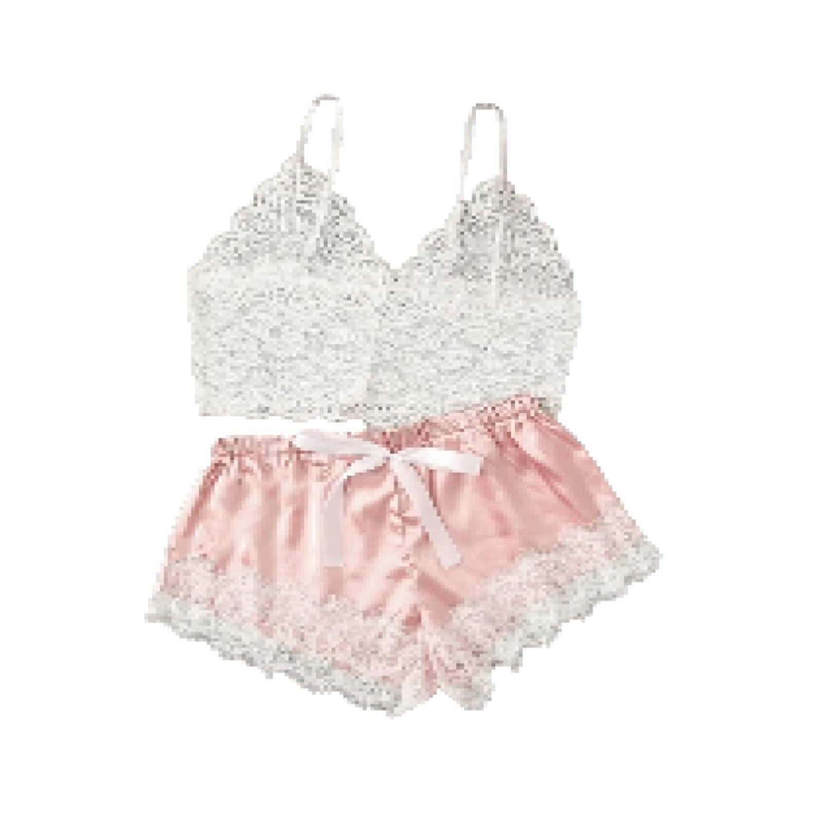 Coordinado Lencería Sexi Top Encaje / Shorts Pijama Dormir