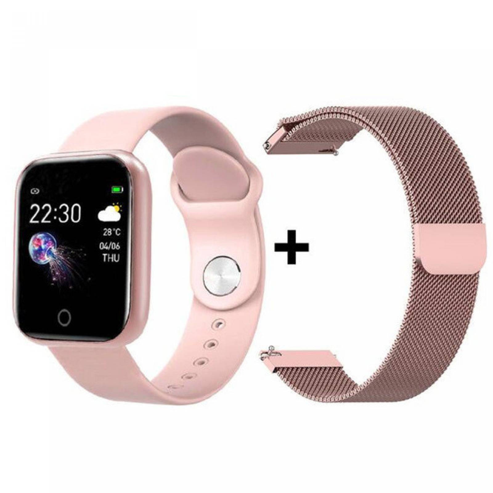 Reloj Bluetooth Smart Watch Inteligente Táctil Mujer Running Color de la  caja Plateado Color de la correa Rosa Color del bisel Plateado Diseño de la  correa casual