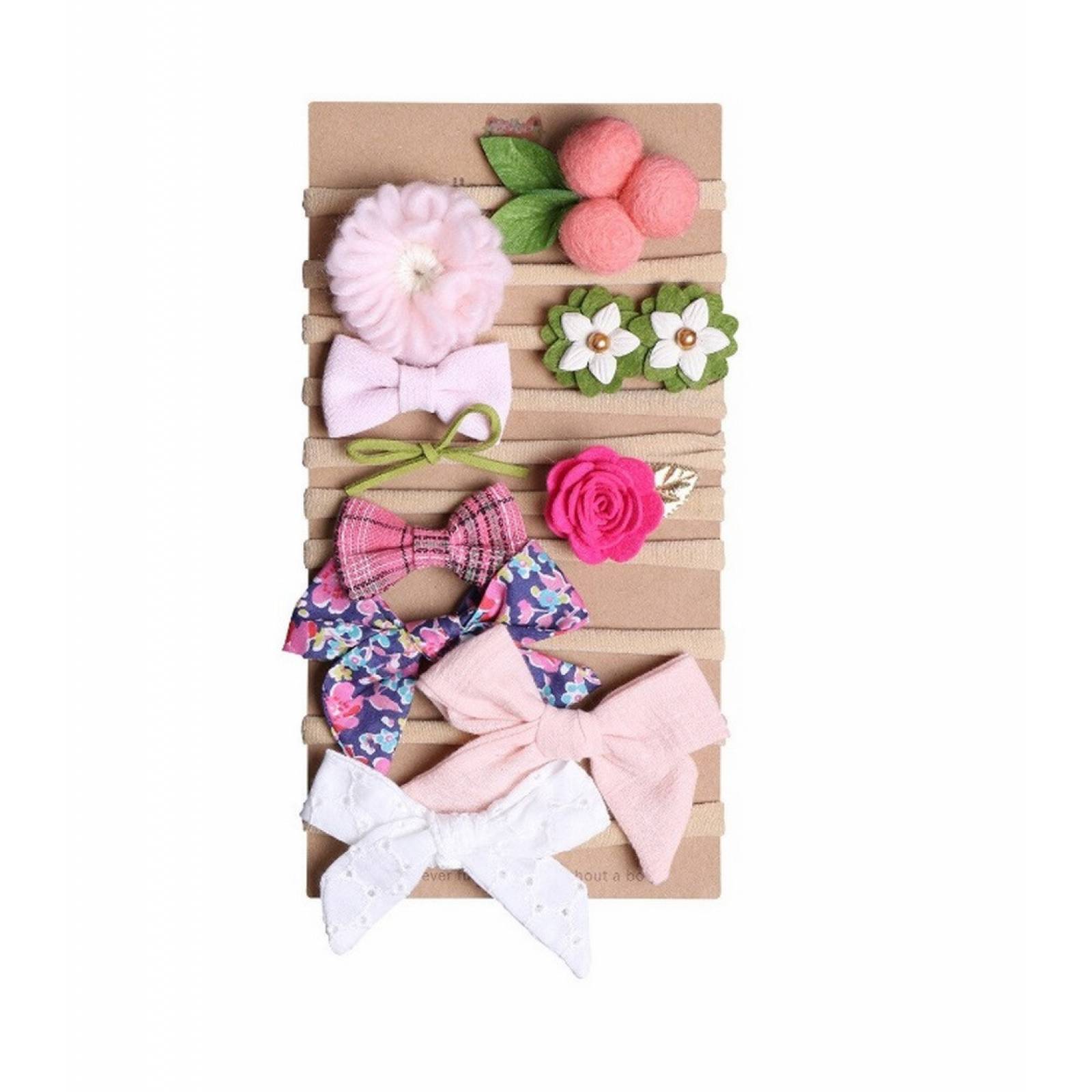 Set De 10 Diademas Tiara Adorno Para Cabello Niña Bebe Moño