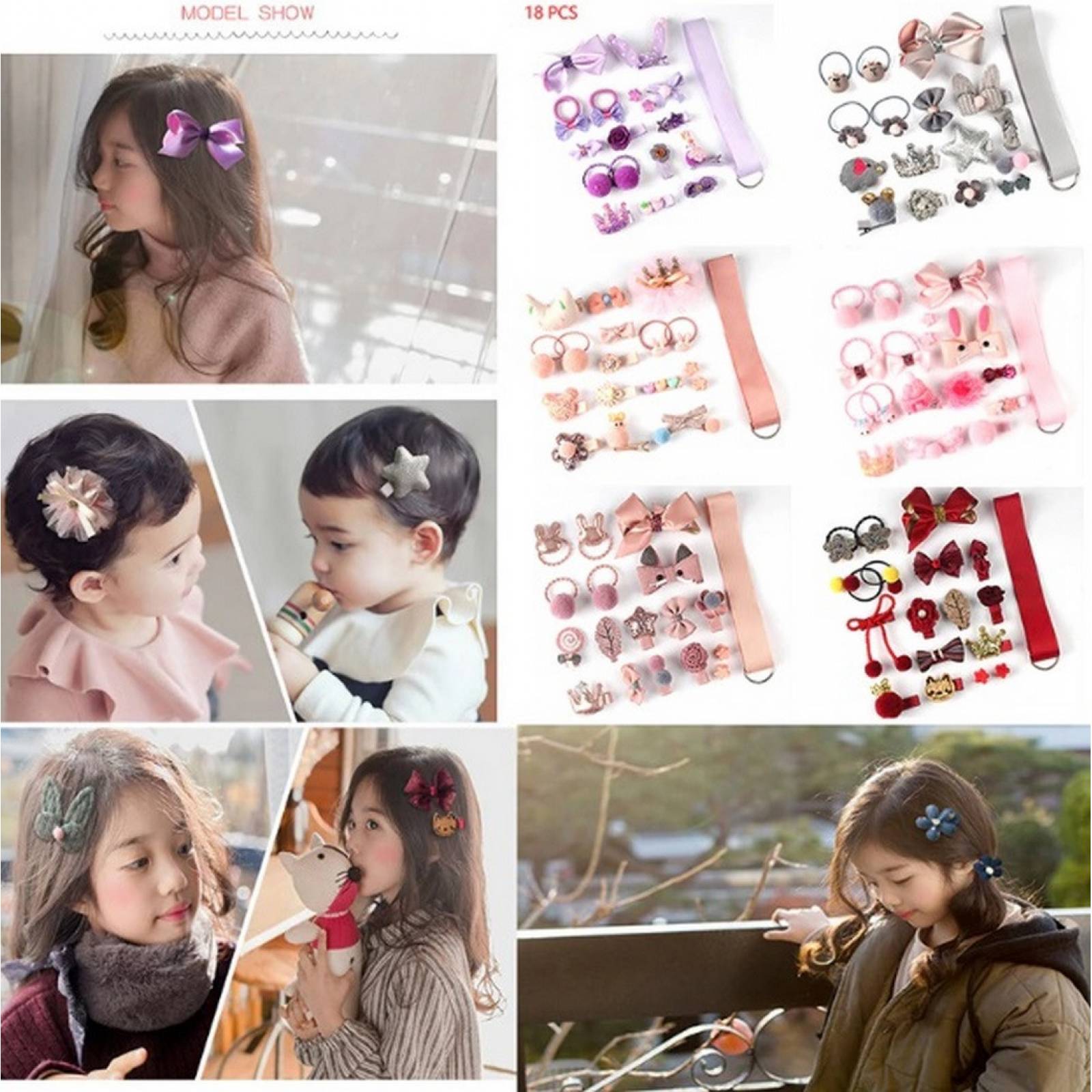 Set De 18 Accesorios Adorno Para Pelo Niña Bebé Pasador Moño