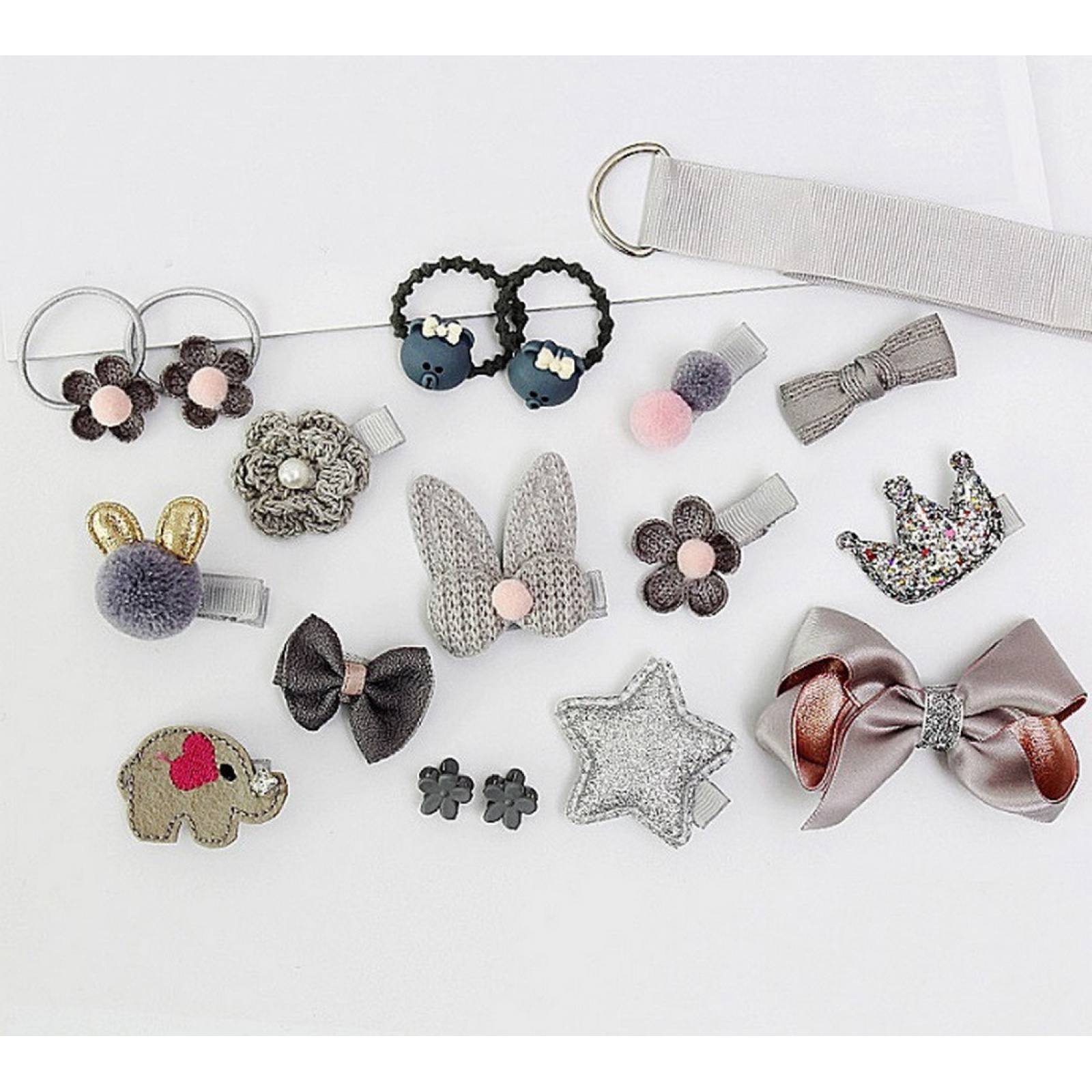 Set De 18 Accesorios Adorno Para Pelo Niña Bebé Pasador Moño
