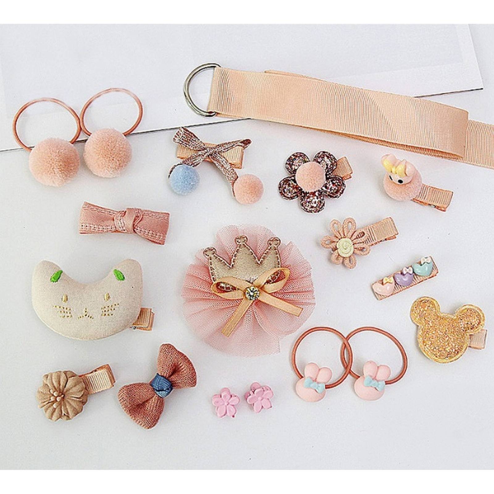 Set De 18 Accesorios Adorno Para Pelo Niña Bebé Pasador Moño