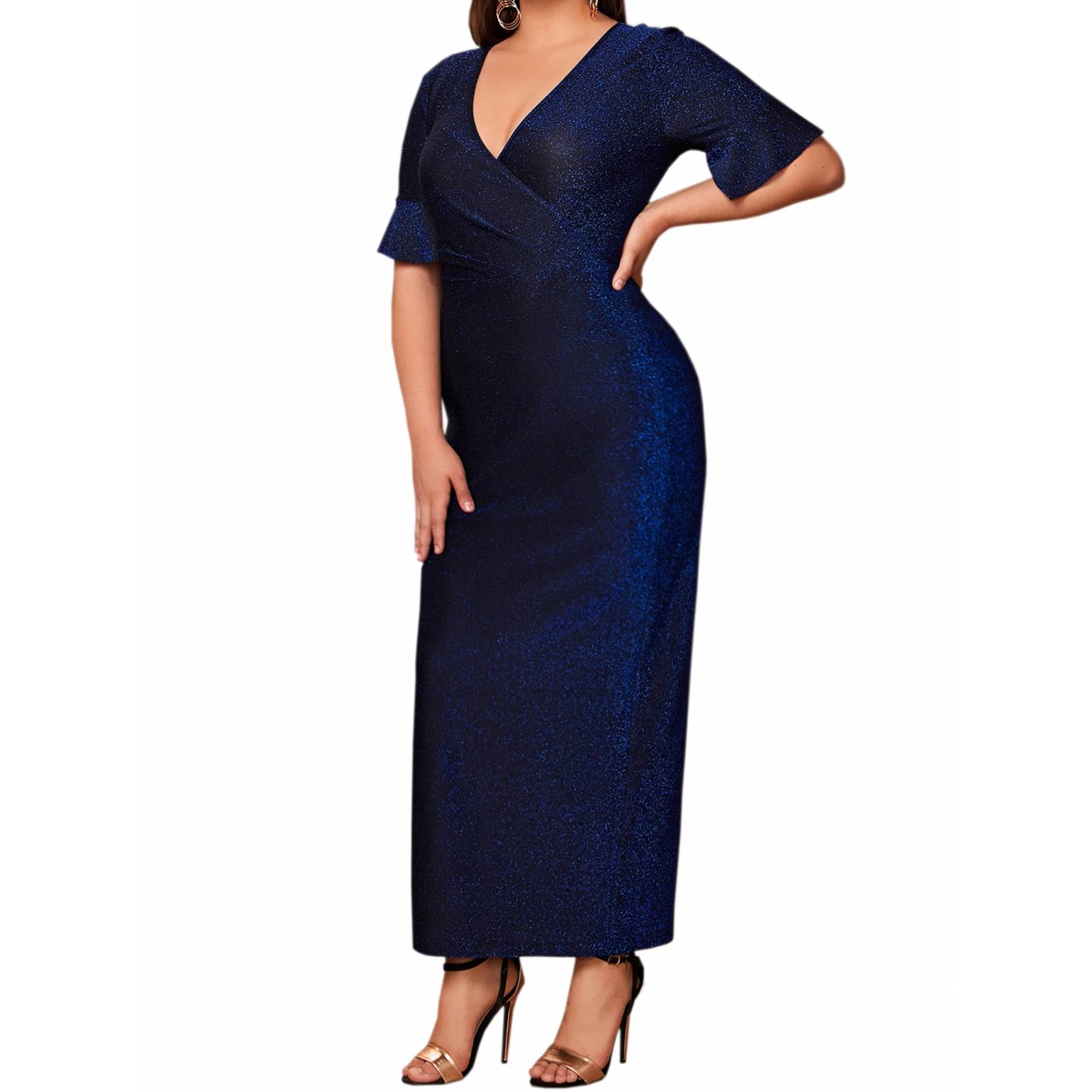 Vestido Largo d Fiesta Casual Mujer Extra Plus Sexi Elegante