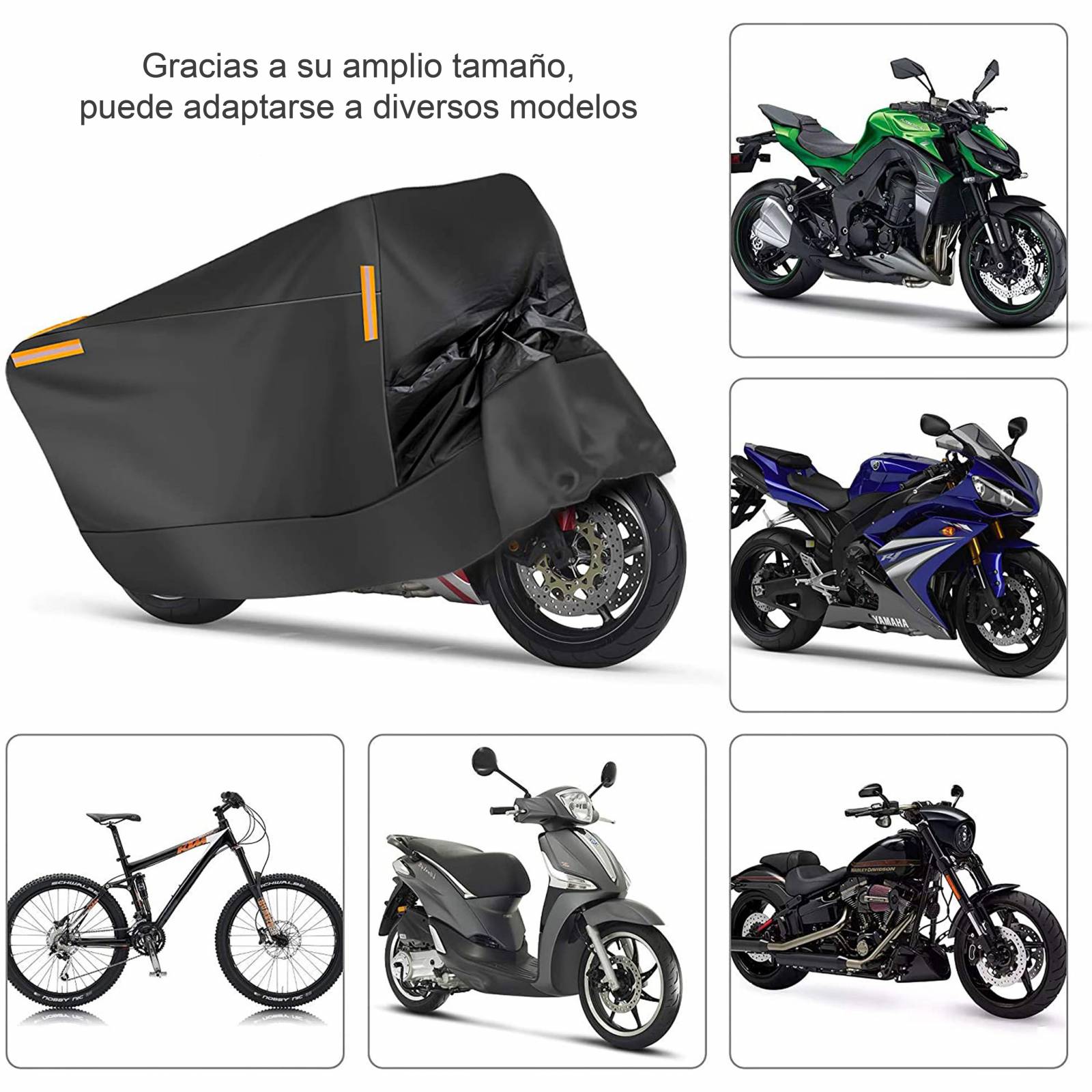 Funda Cubierta para Moto Impermeable Proteje Lluvia y Sol