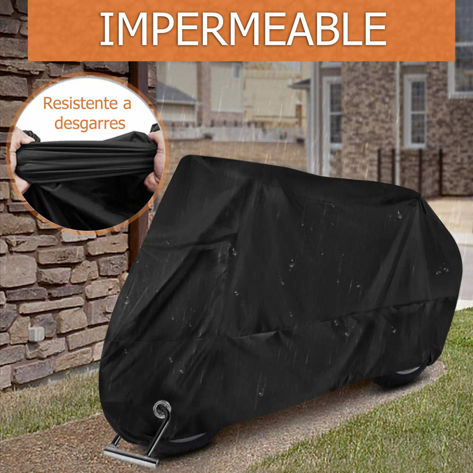 Funda Cubierta para Moto Impermeable Proteje Lluvia y Sol